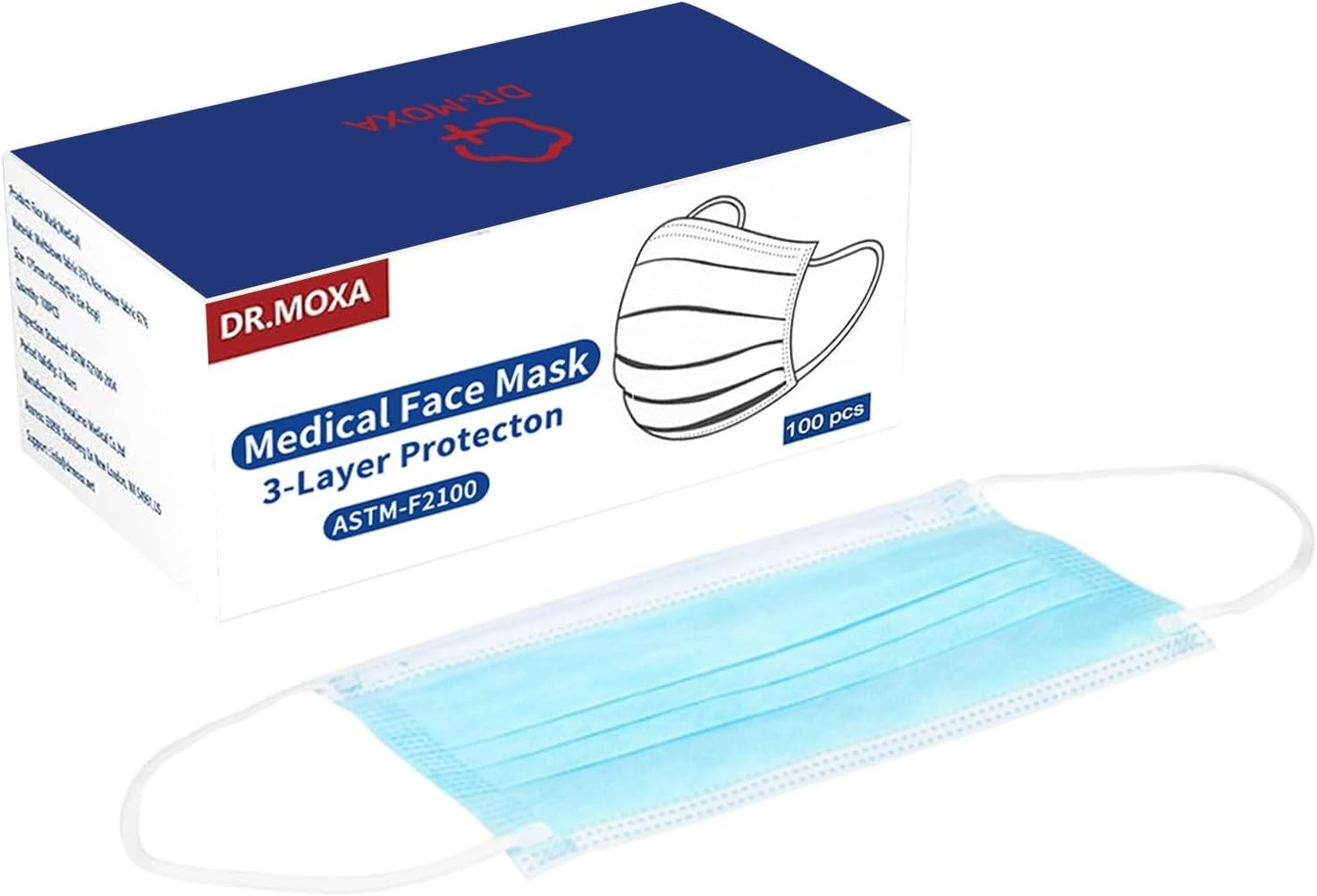 Efficient 3-Ply Blue Disposable Masks – ASTM Level 2, 100 Count, High Filtration