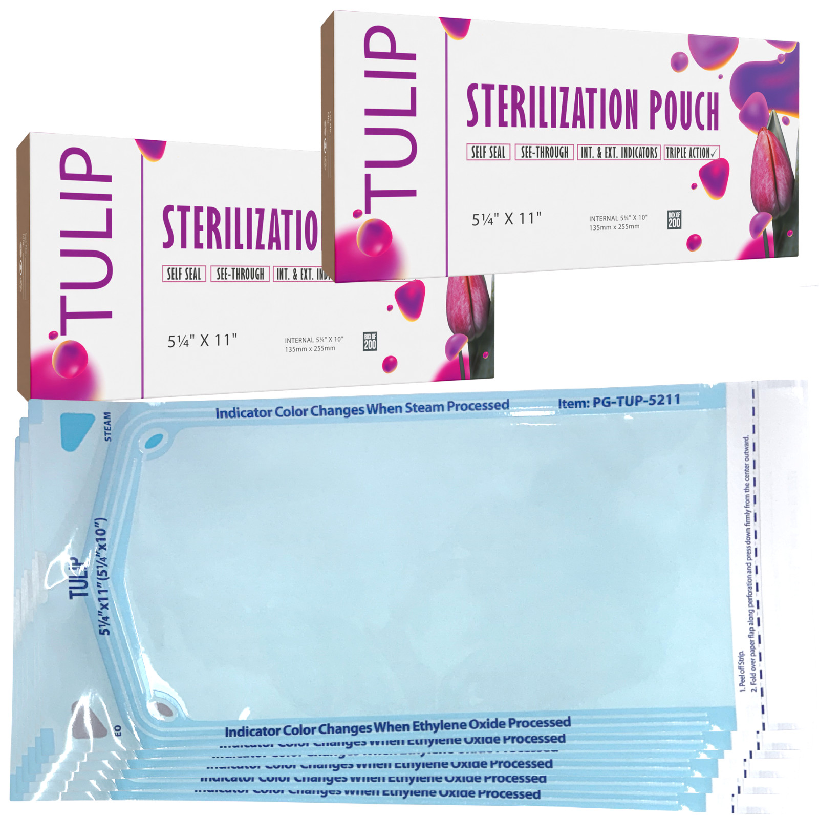400 5.25″ x 10″ Self-Sealing Sterilization Pouches Nail Bags Autoclave TULIP