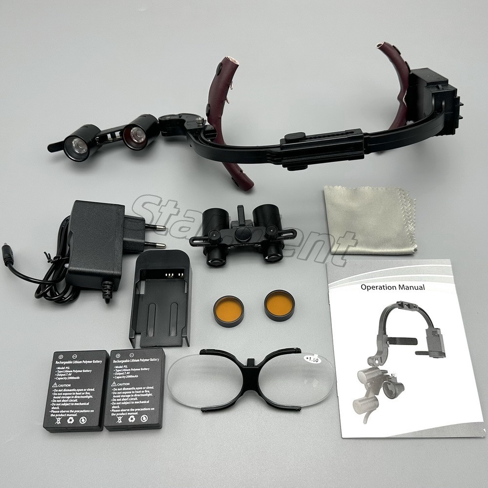 Dental 3.5X Surgical Binocular Loupes Headband Magnifier LED Headlight US/EU