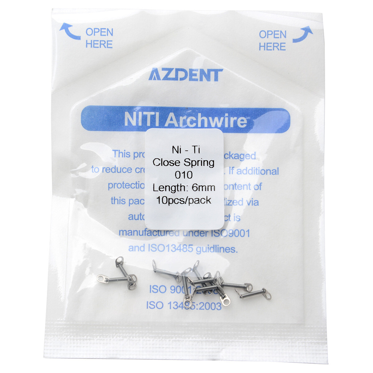 AZDENT Dental Orthodontic Niti Closed Coil Spring Fixed Arch Wires 10pcs/Pack