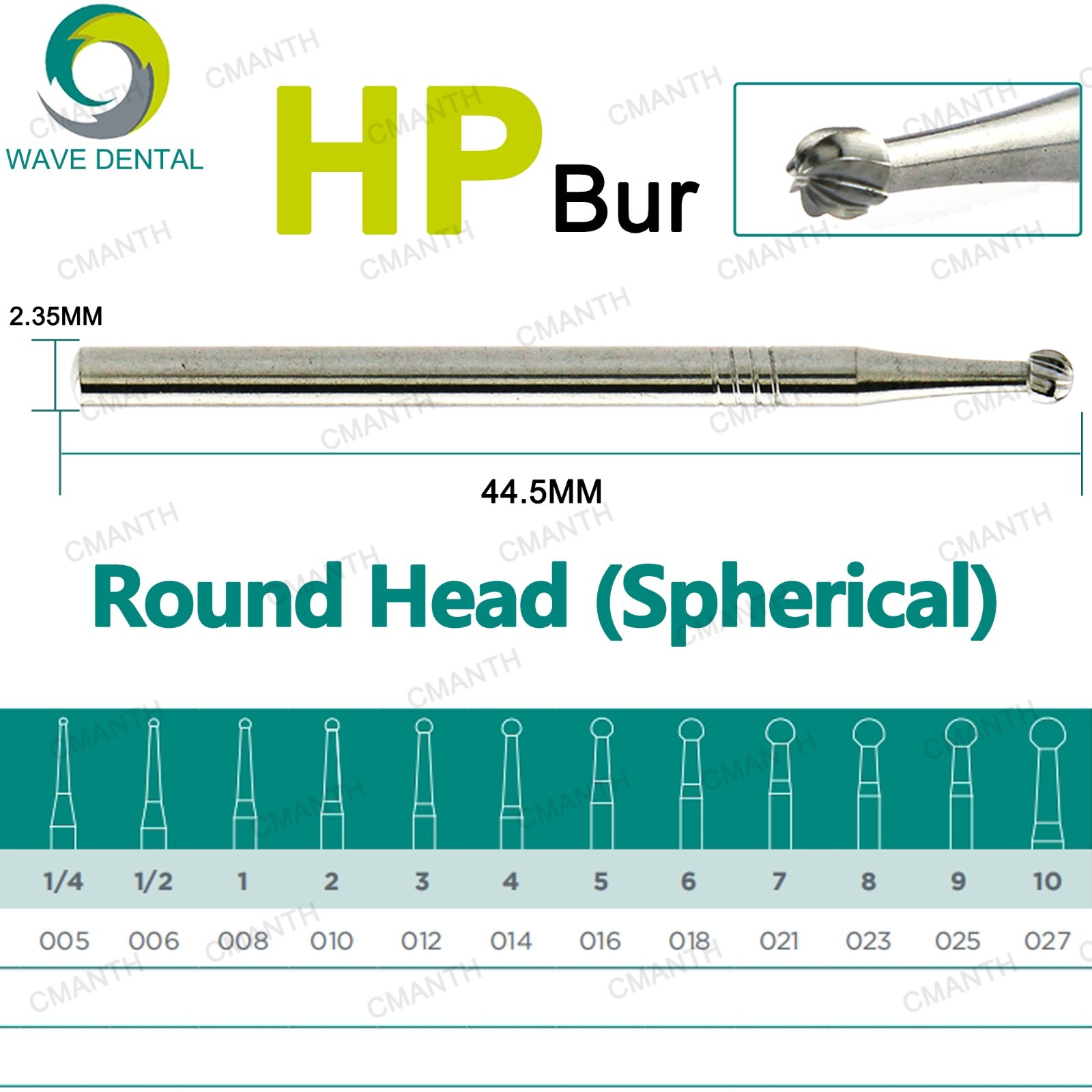 WAVE Dental Carbide Burs HP Surgical Burs Round For Straight Handpiece HP 2 4 8