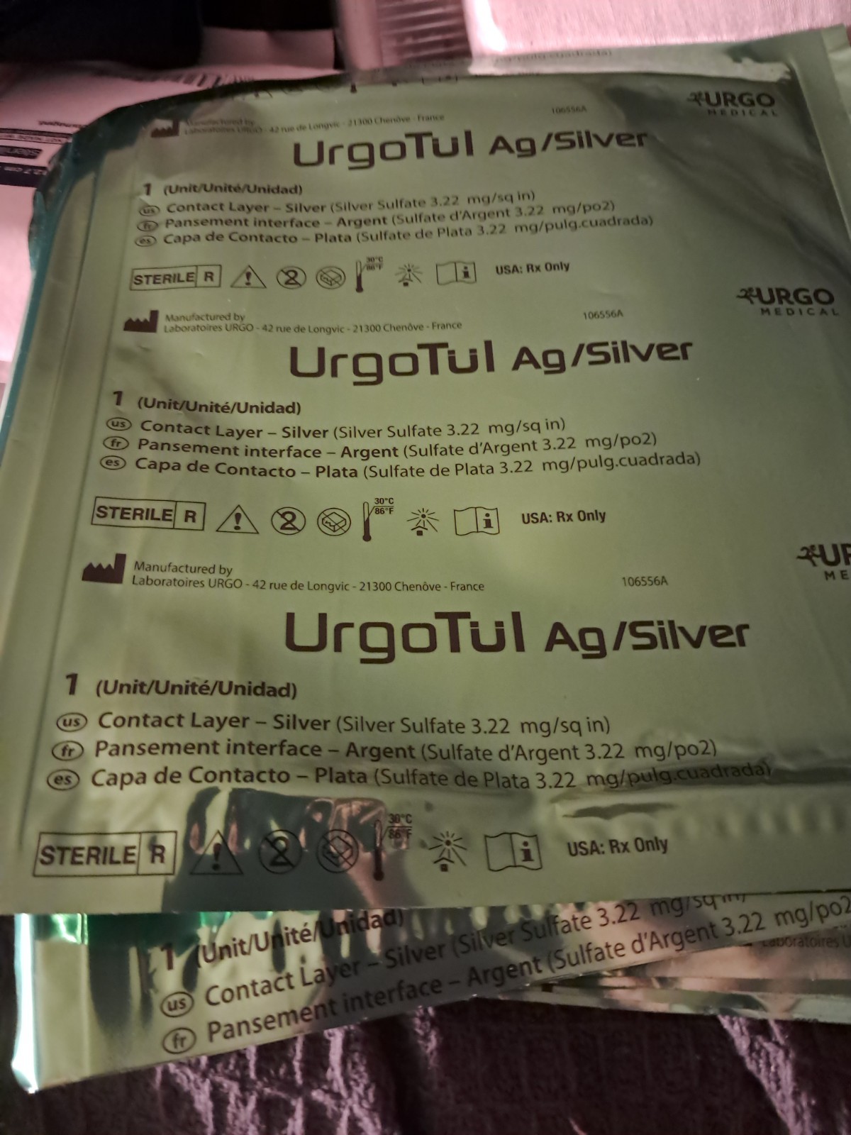 UrgoTul AG Silver Sterile Dressing 10cm x 12cm ( 508393) 1box=10 Pc.box Per Orde