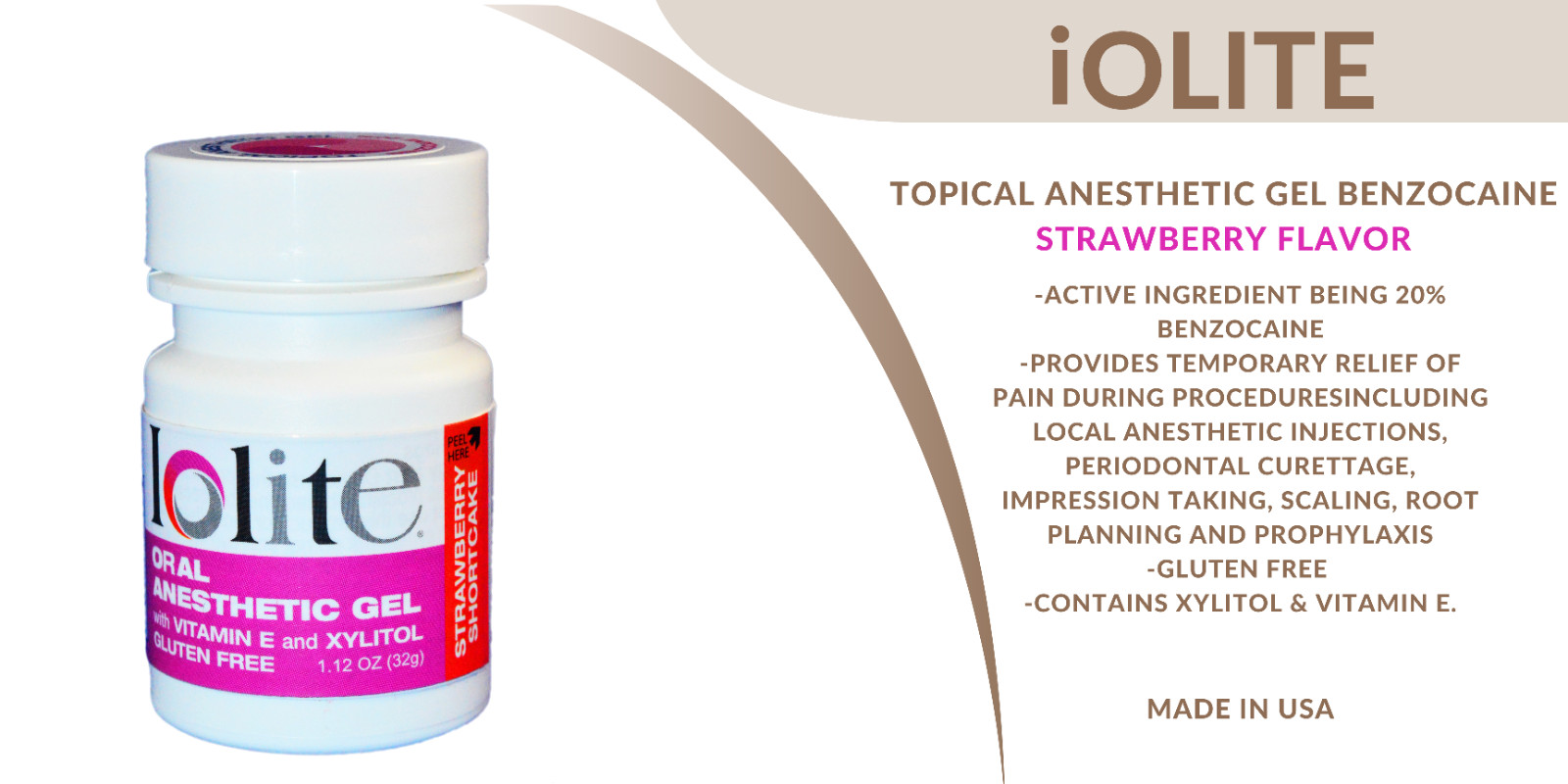 iOLITE Benzocaine 20% Topical Anesthetic Gel ASSORTED FLAVORS!!!-50 Bottles