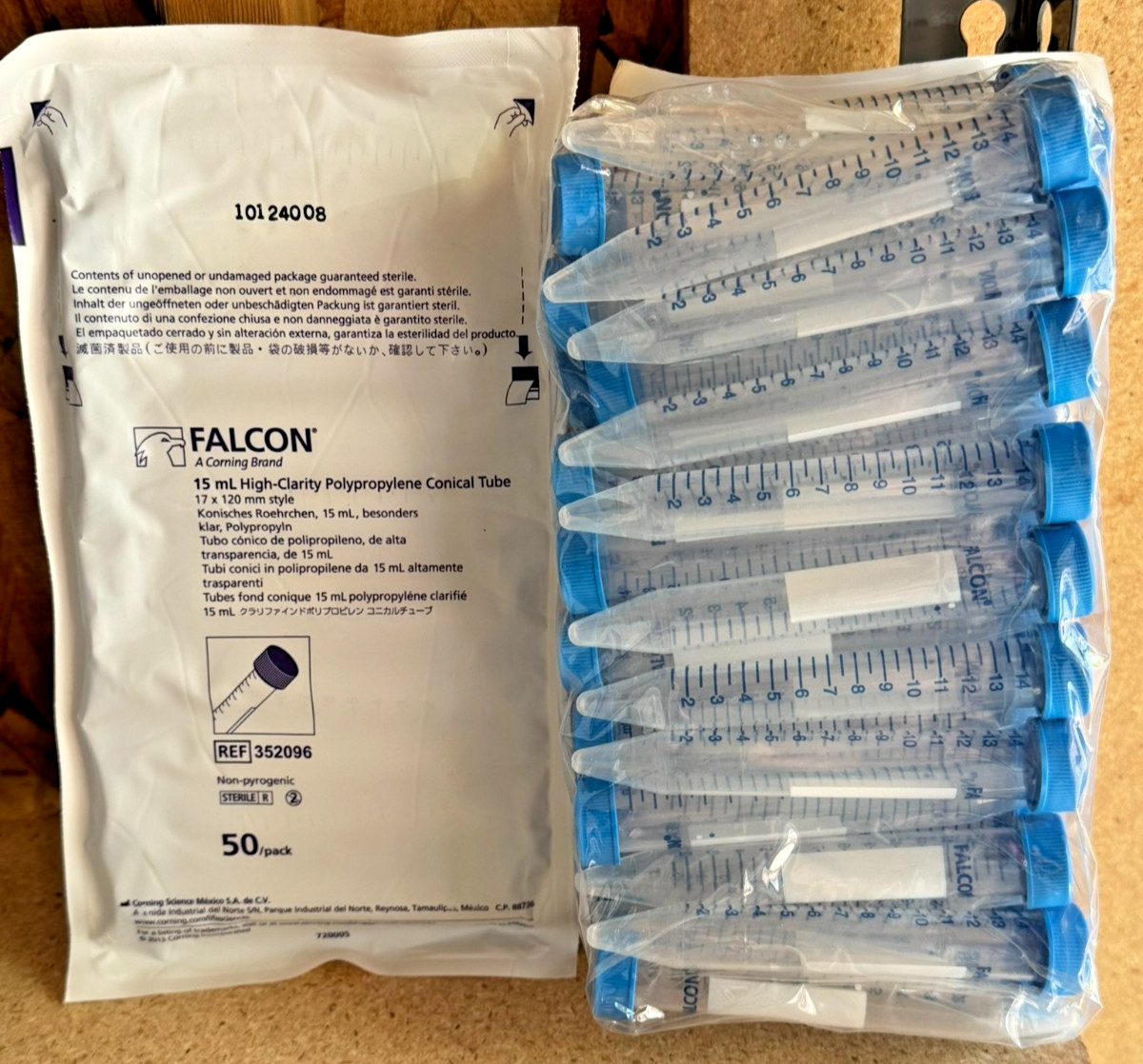 Corning Falcon 352096 High Clarity 15ml Sterile Conical Centrifuge Tubes – 50pk