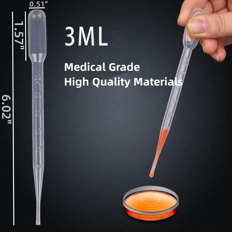 50-Pack 3ml Disposable Plastic Pipettes — Graduated Transfer Droppers for Ess…