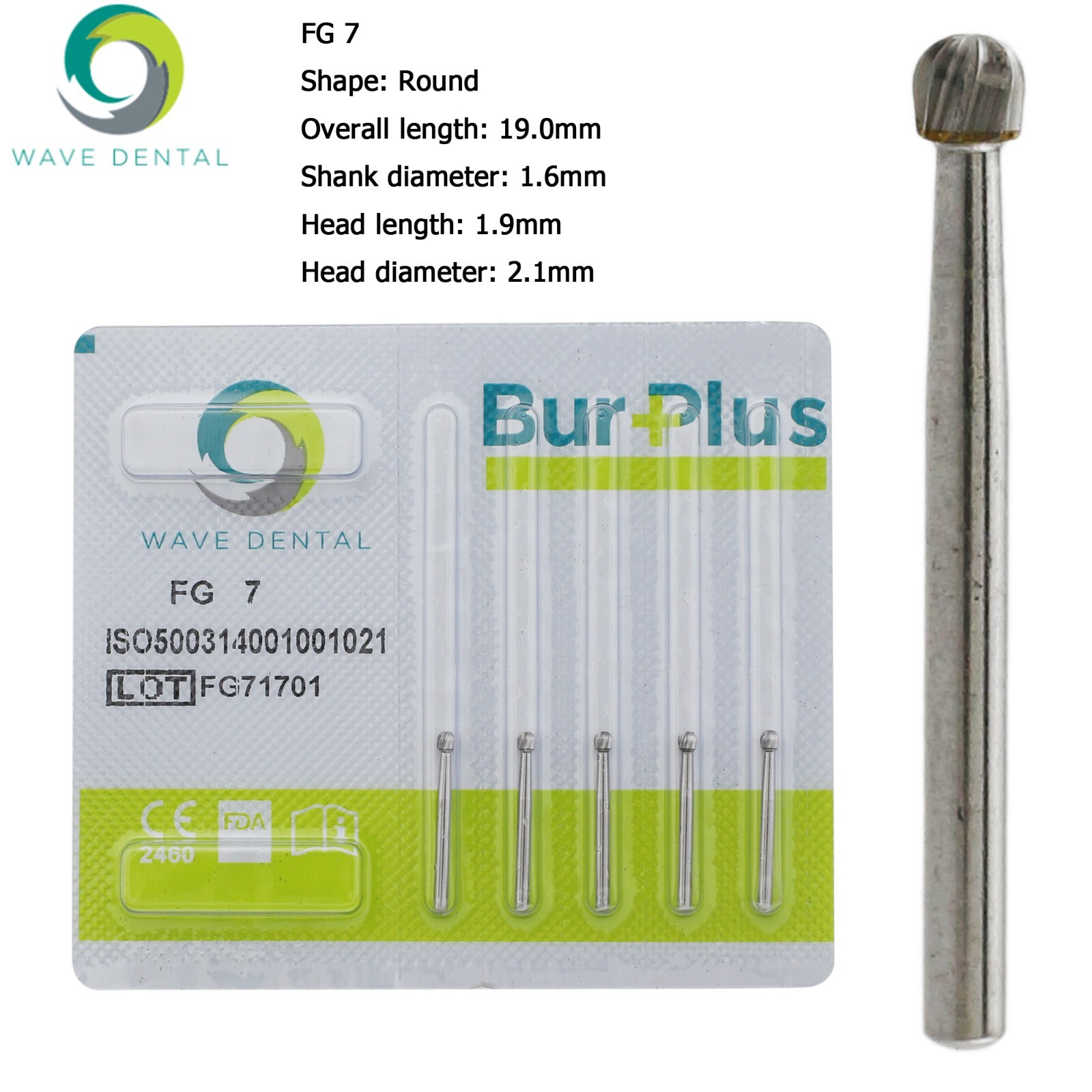 Wave Dental Carbide Burs Round For High Speed Handpiece FG 1/4 1/2 2 4 6 8 Prima