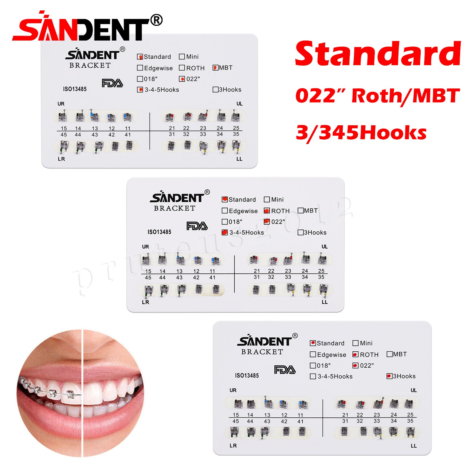Dental Orthodontic Braces Brackets Mini Roth.022 Hook345/Arch Wire Nature CE