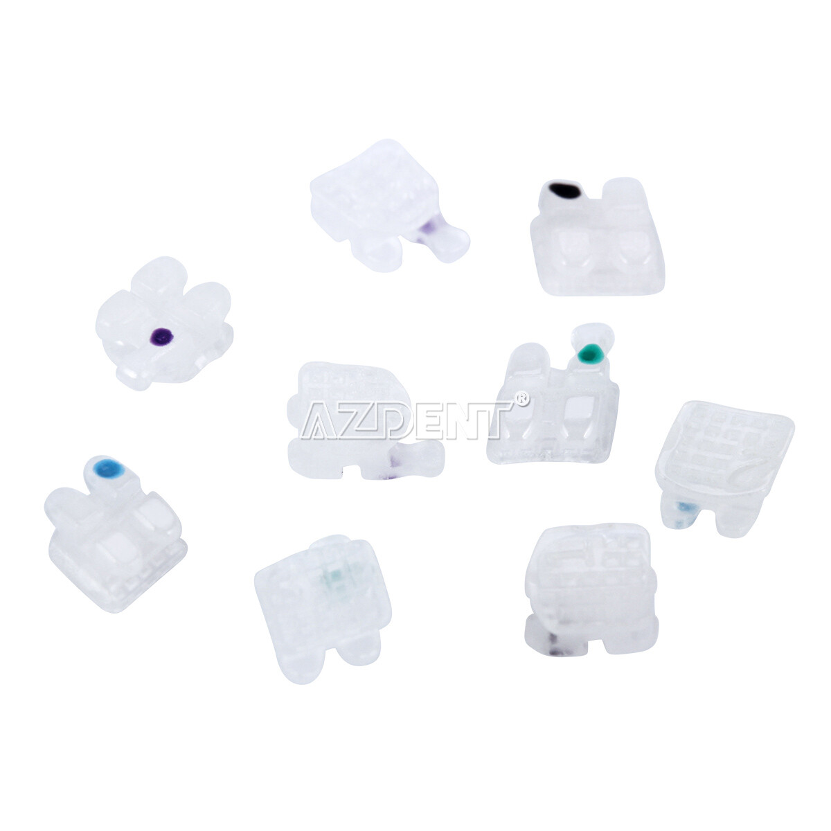 AZDENT Dental Orthodontic Ceramic Brackets 5*5 Roth MBT 022 Hooks 345 20Pcs/pack