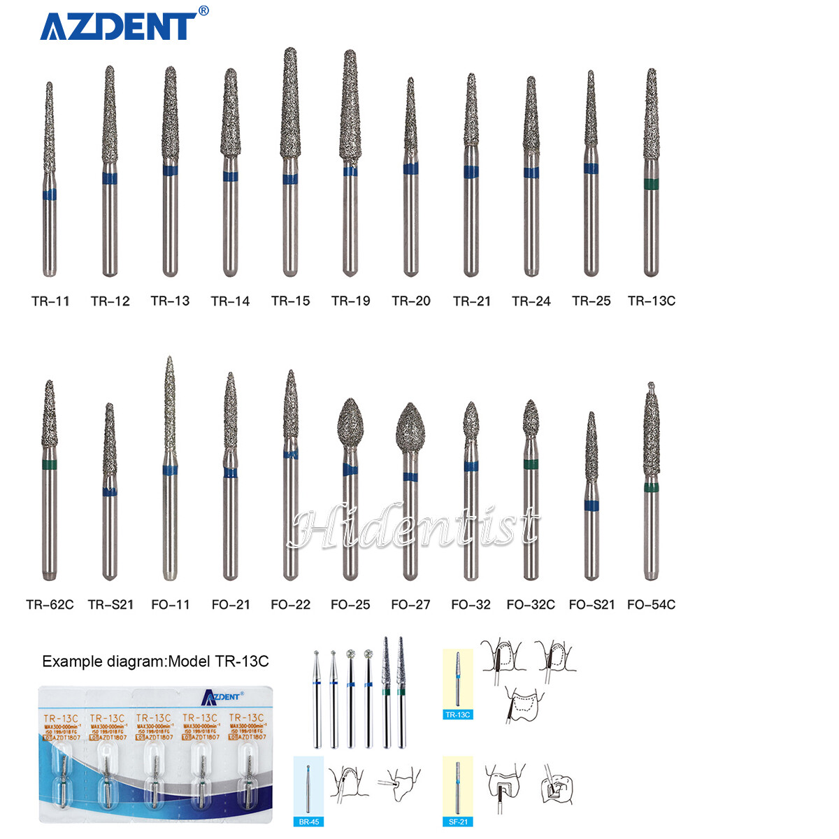 5pcs/Pack Dental DIA-BURS Air Turbine Cone Diamond Burs for High Speed Handpiece