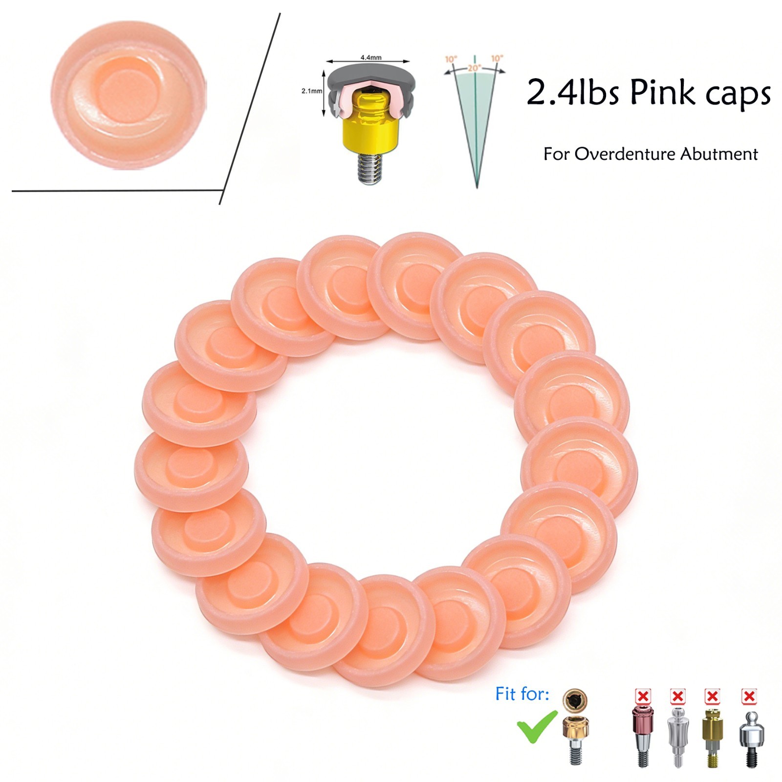 US Dental Overdenture Retention Caps For Implant Zest Locator Abutment Inserts