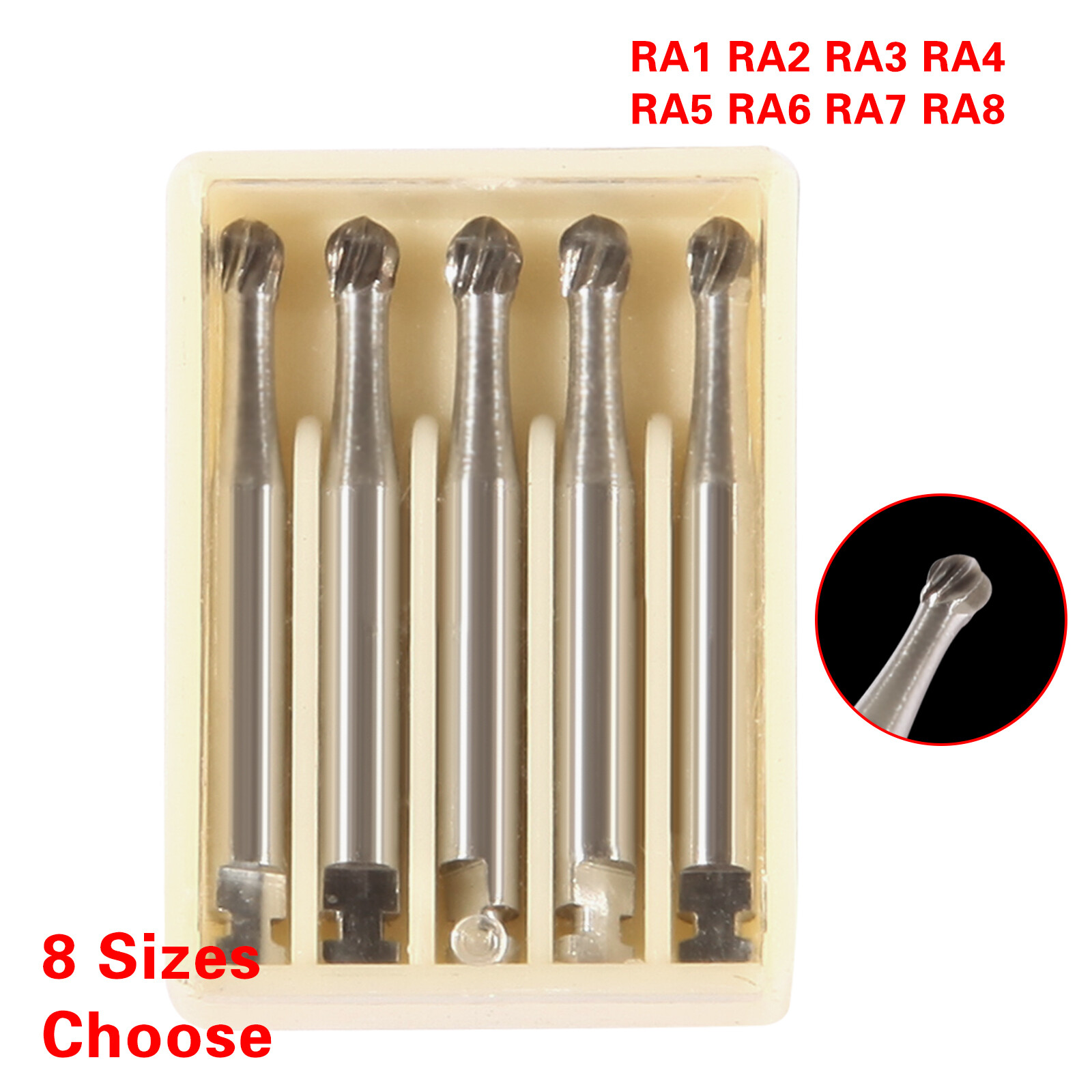 RA1-8 Dental Lab Clinic Low Speed Tungsten Steel Burs Fit Contra Angle Handpiece