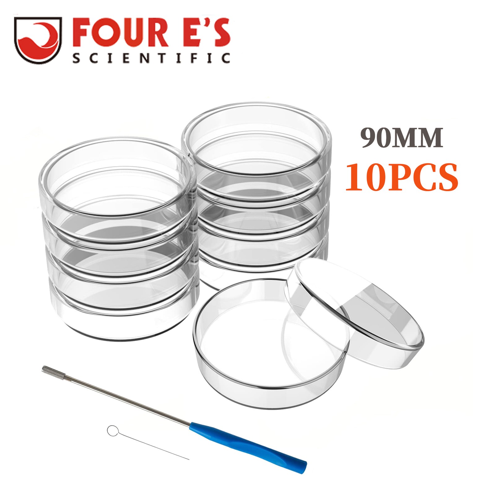 90mm 10x Glass Petri Dish Lab Petri Plates Dishes Reusable w/ Lids Autoclavable