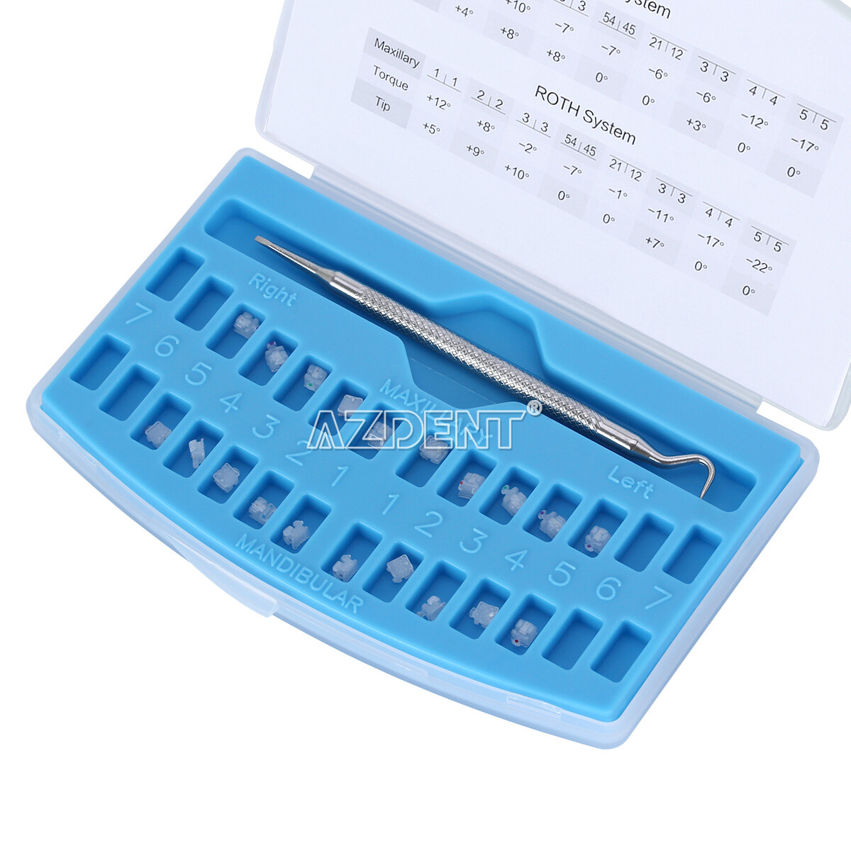 AZDENT Dental Self-Ligating Ceramic Bracket Braces Tool MBT Roth 0.022 Hooks 345