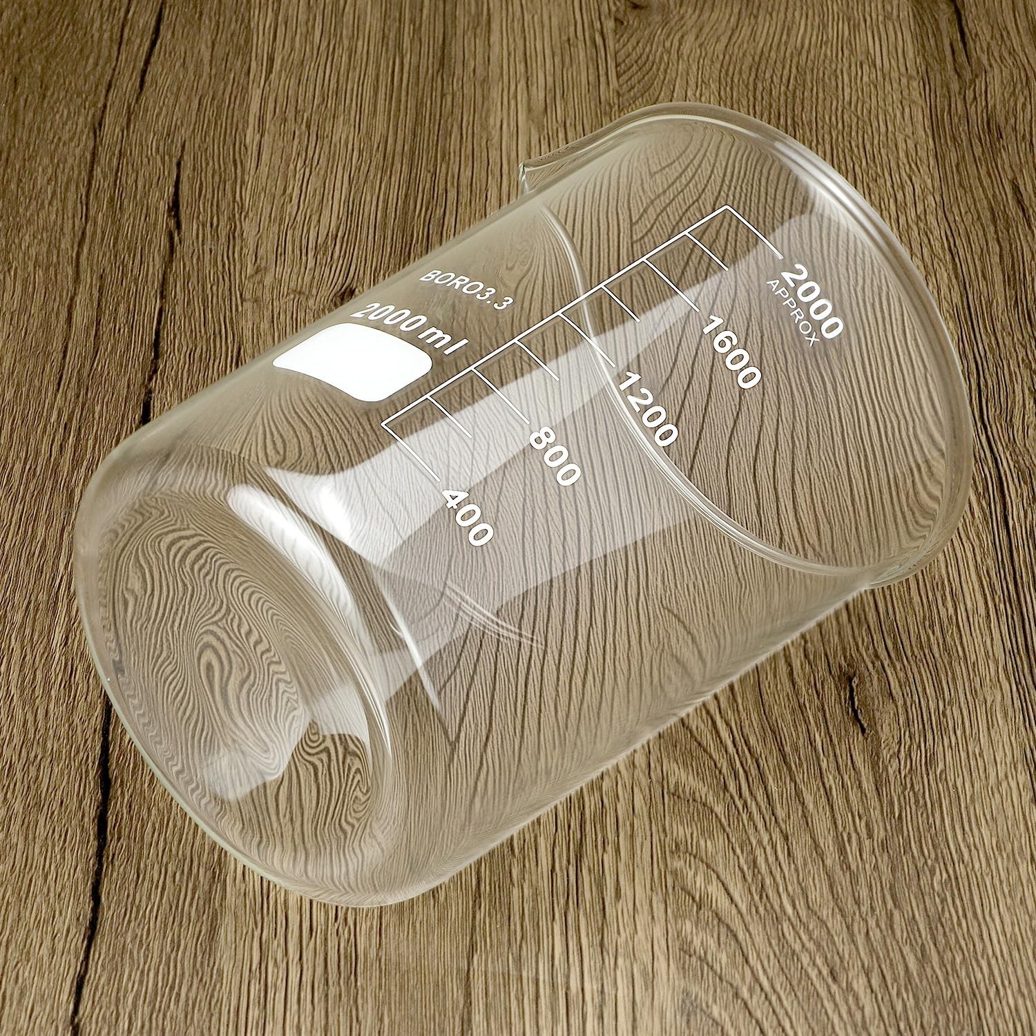 Borosilicate Glass 2000ml Beaker – Double Scale Measuring Cup Lab Classroom