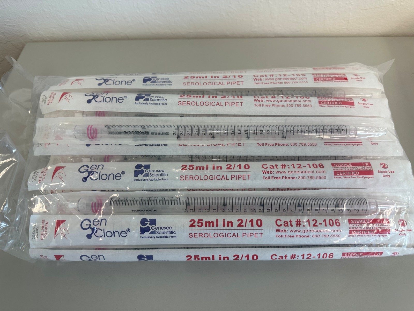 Serological Pipette 25mL (50/pack) Cell Culture Individual Wrap