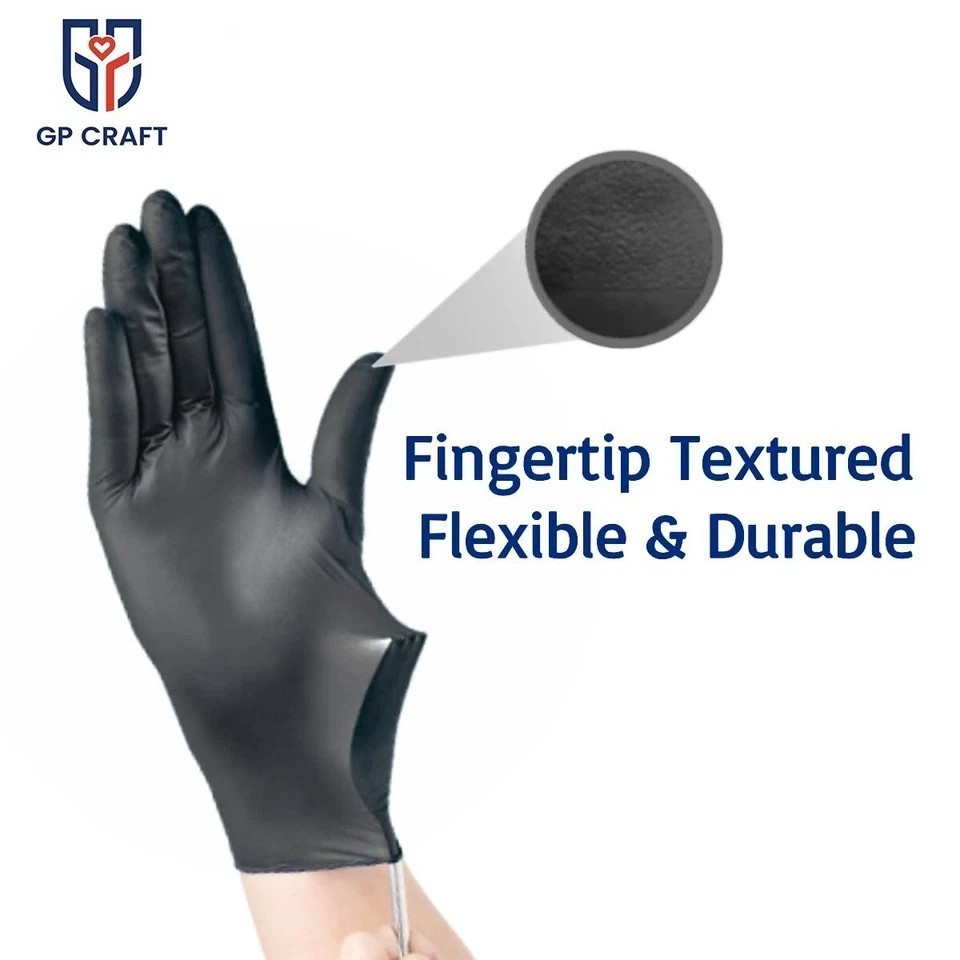 Heavy-Duty 5 Mil Black Nitrile Exam Gloves (Disposable & Powder-Free)