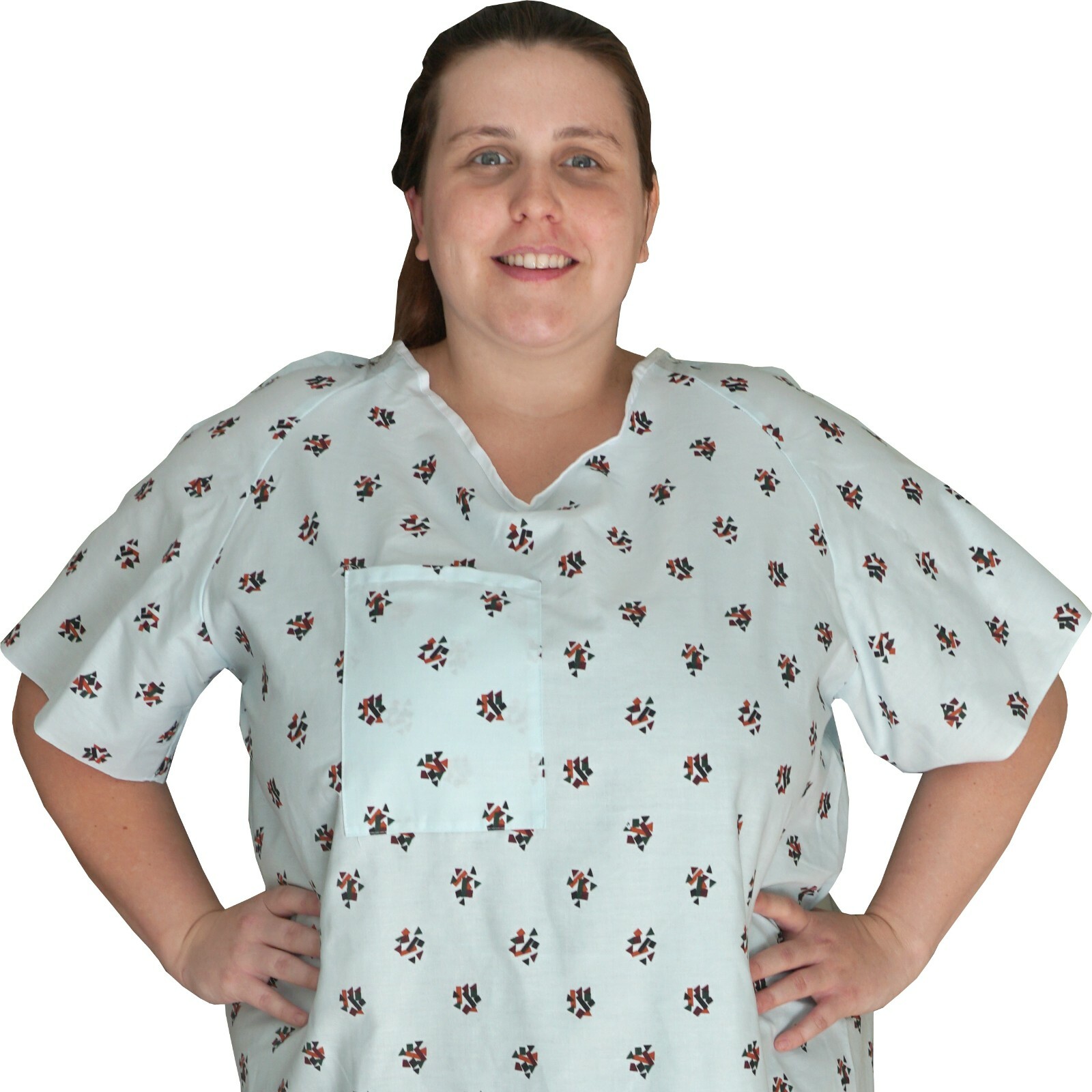 2 Pack – IV Hospital Gown 2 Back Tie Overlap, Multi Print – Unisex – S-XL