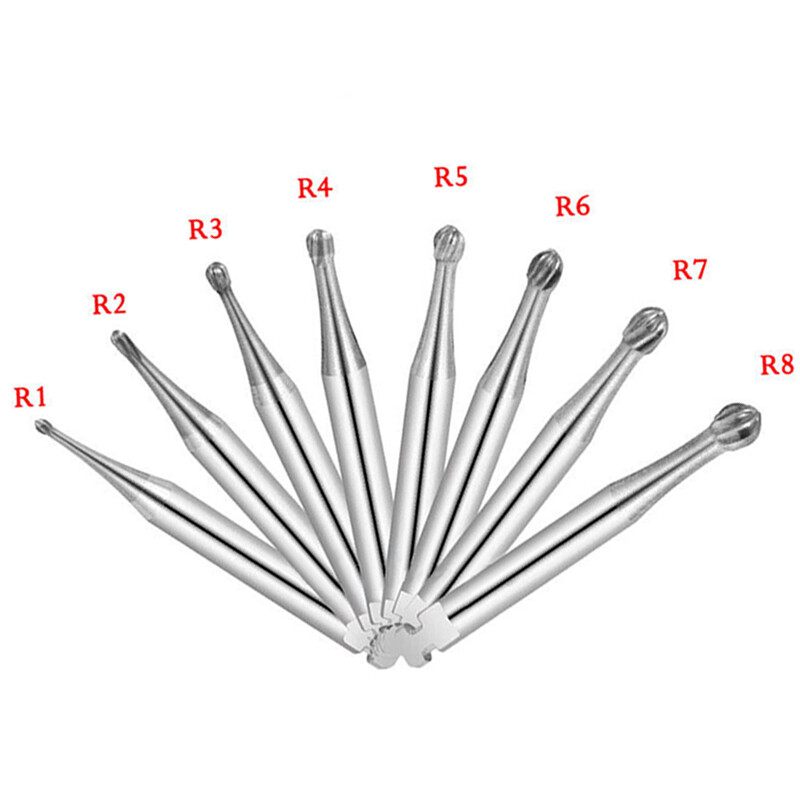 1-10 Dental Round Carbide Burs fits Slow Speed Contra Angle Latch Type RA #1-8