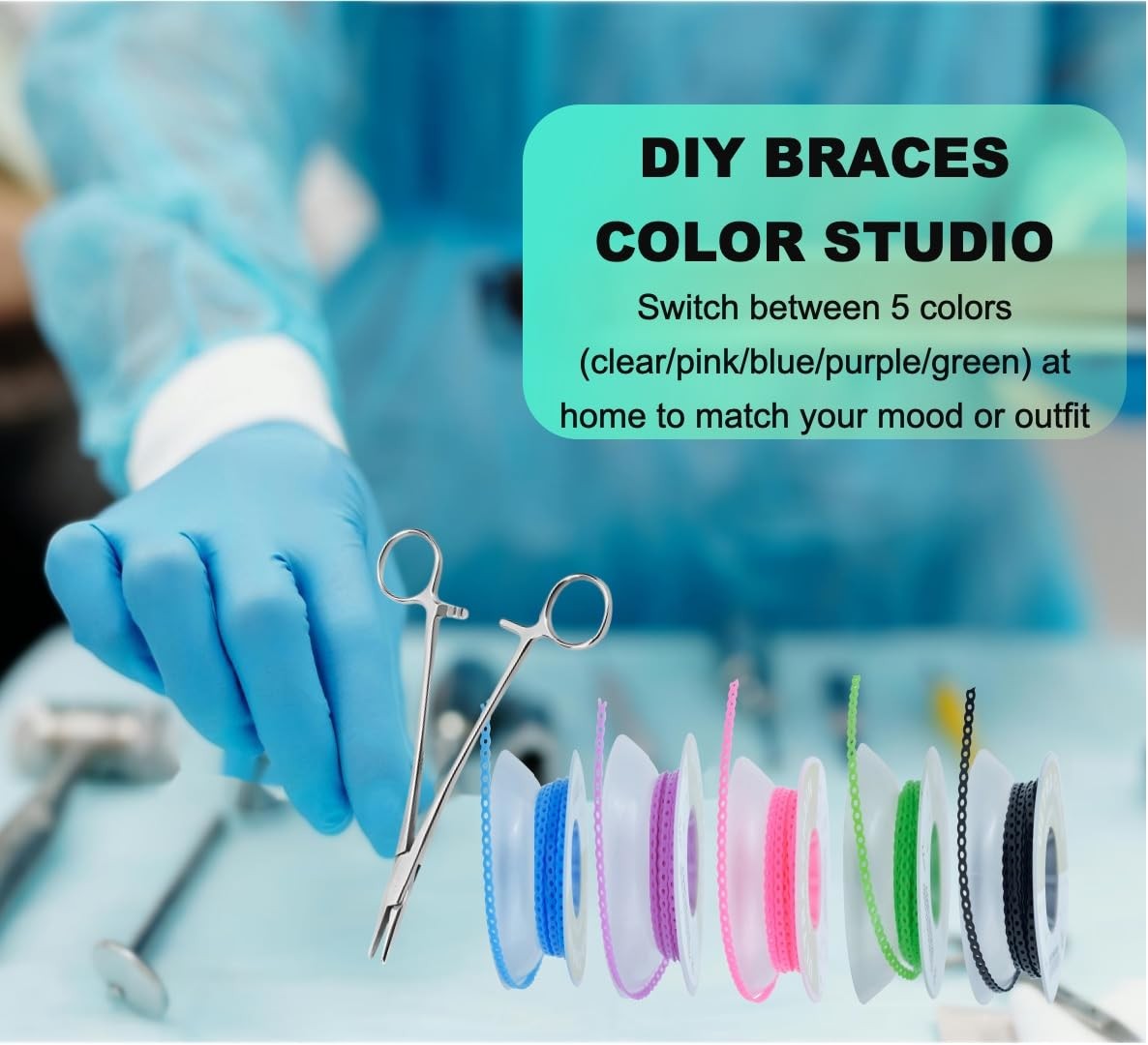Braces Power Chains Short 5 Colors (Blue, Green, Pink, Purple, Multicolor