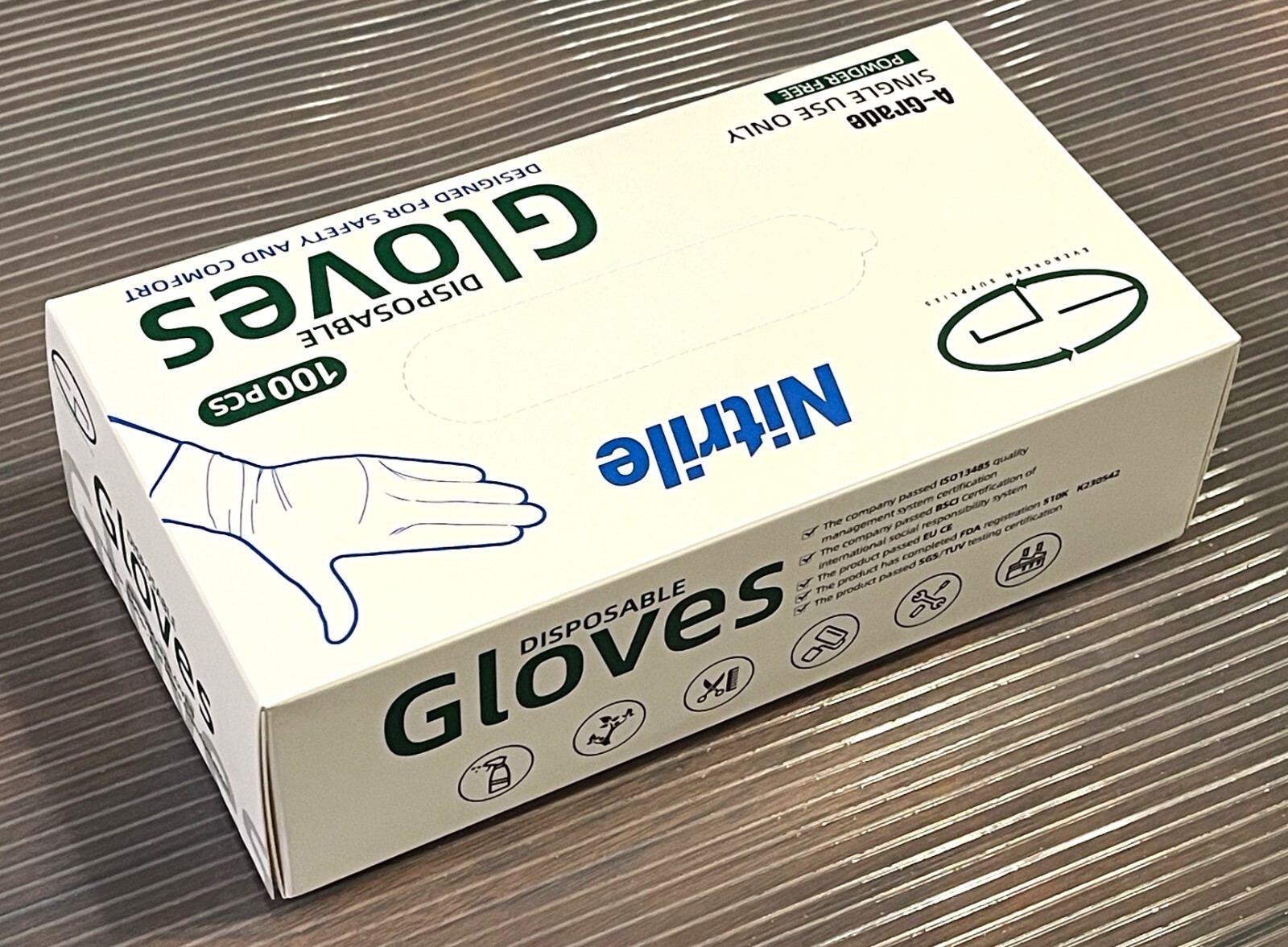 Gloves Blue Nitrile Powder Free, X-LARGE, Case of 34 boxes; 100pcs/box (3400pcs)