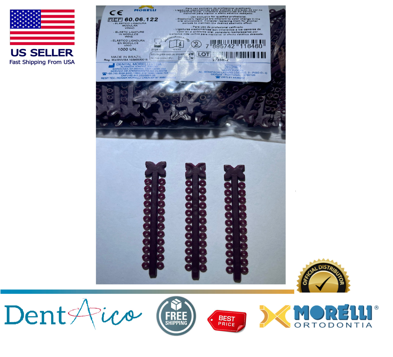 Elastic Ligature in Modules Baby Rose PAK/1.000UN MORELLI Dental Orthodontic