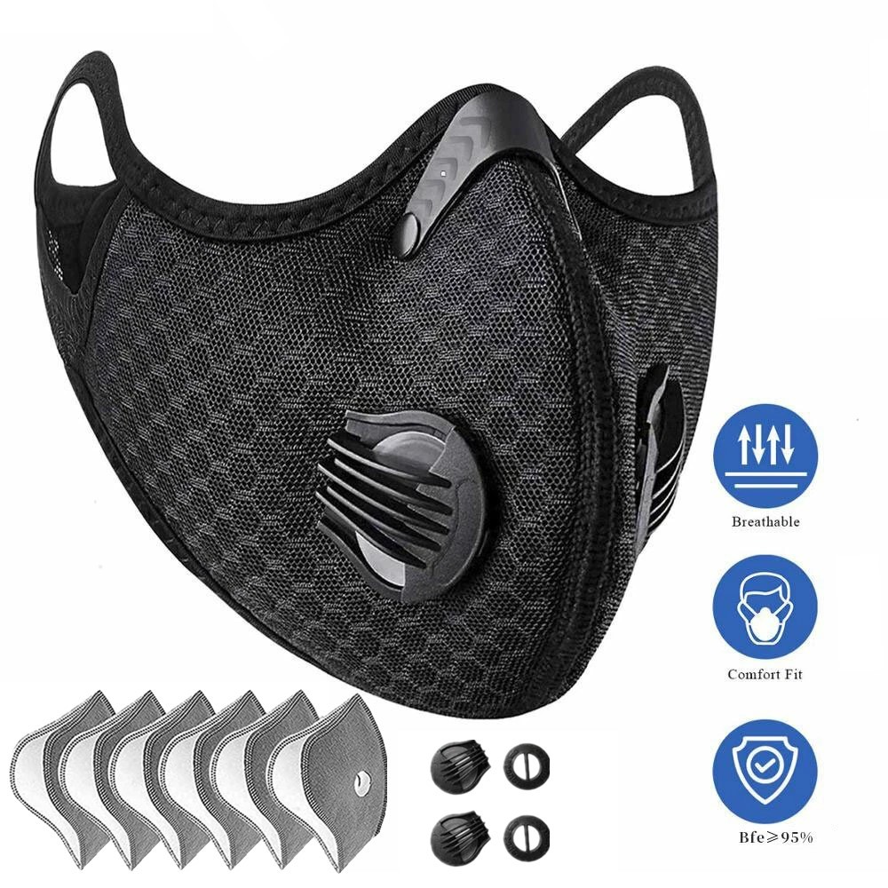 Anti Pollution Half Face Mask Respirator W/ Filters Washable Reusable Facepiece