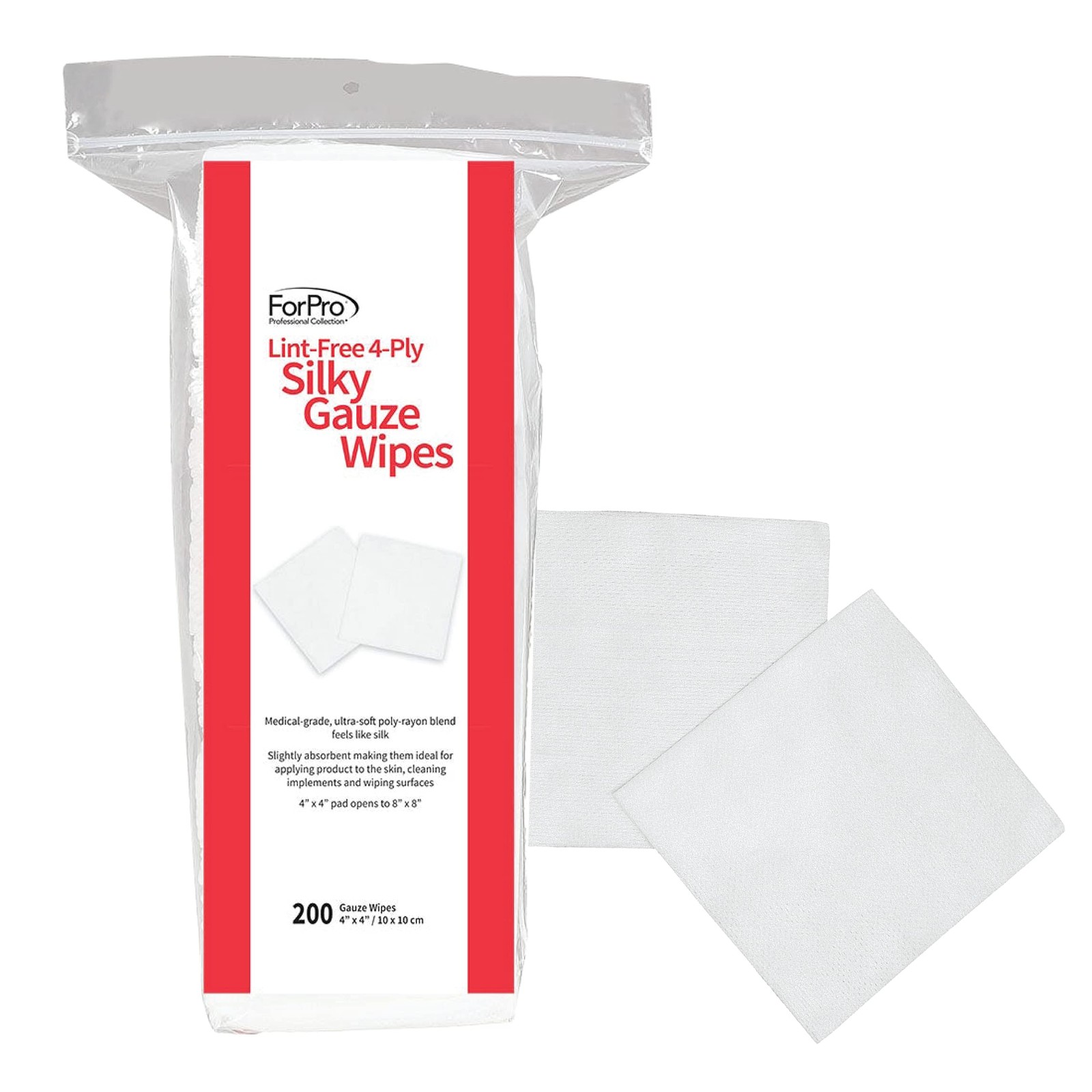 ForPro Professional Collection Lint-Free 4-Ply 200 Count (Pack of 1), RED