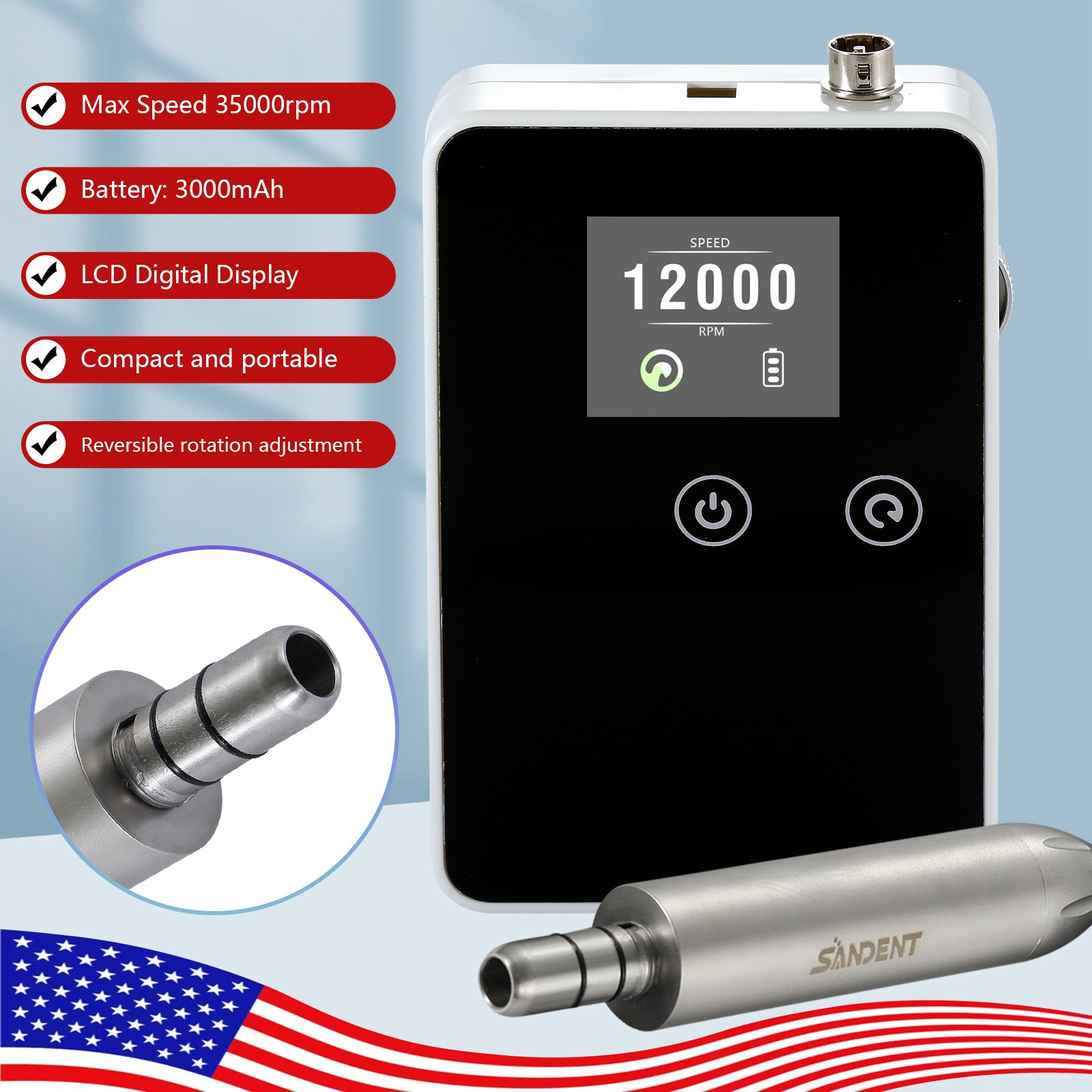 Dental Lab Marathon Micromotor N3 / 35K RPM Handpiece Polisher /10* Carbide Burs