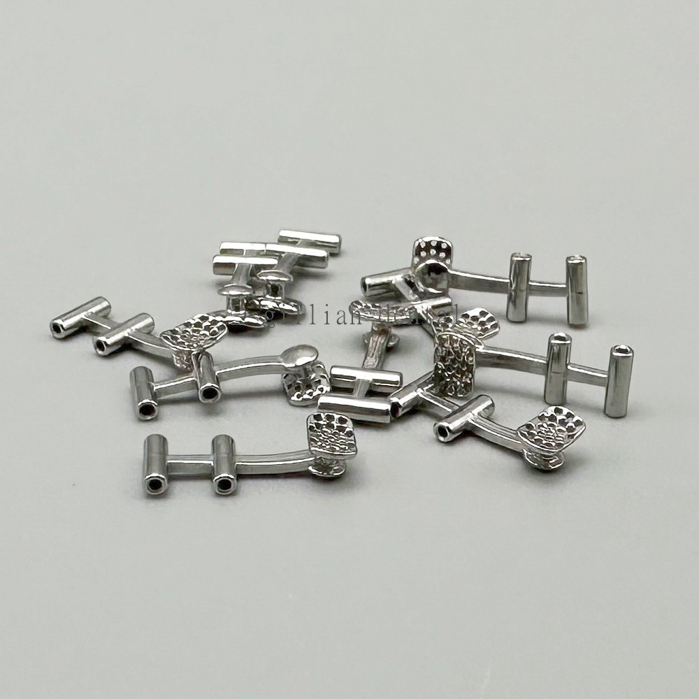 Dental Ortho Lingual Button with Tube Hole Base Tongue Side Buckle Single/Double