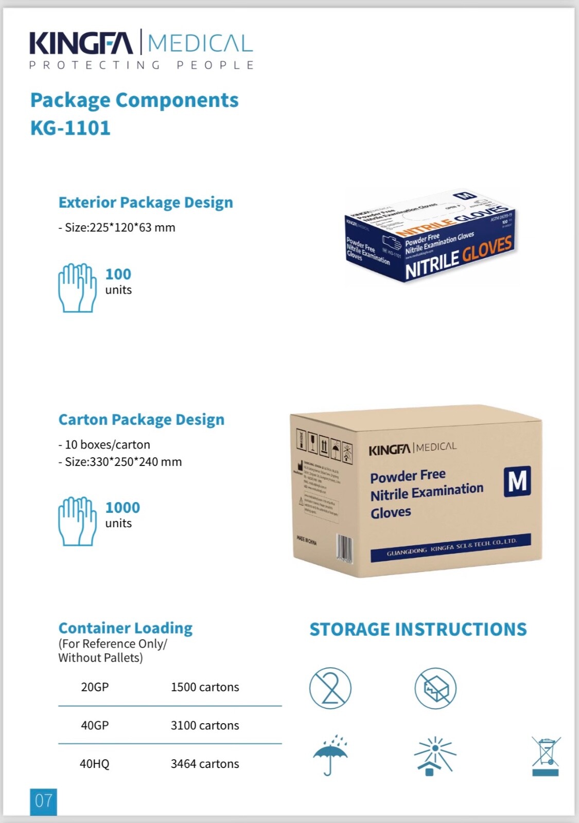 KINGFA Disposable non powder nitrile medical gloves