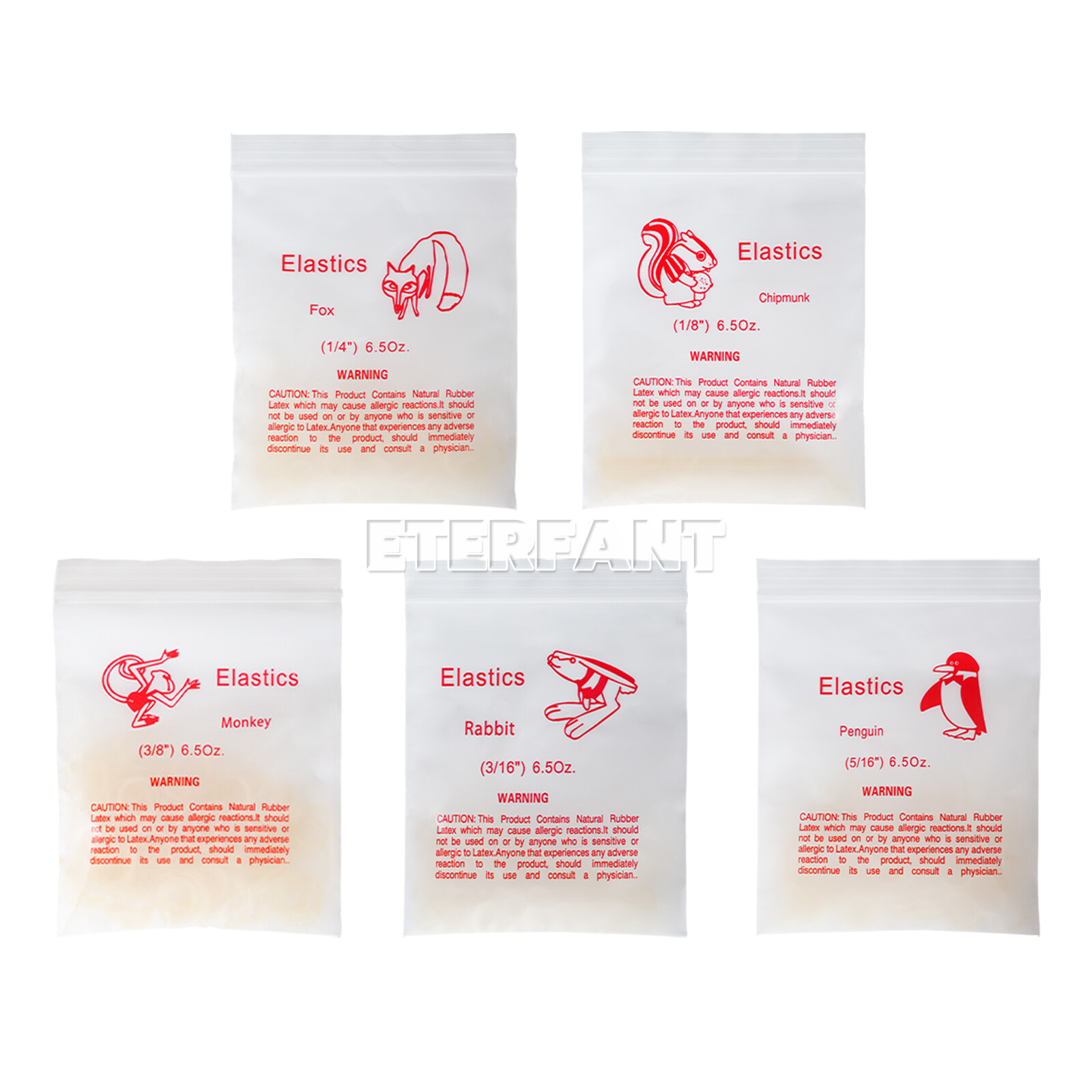 10XETERFANT Dental Ortho Rubber Bands Elastic Latex Braces 6.5oz 1/4 5000pcs/box