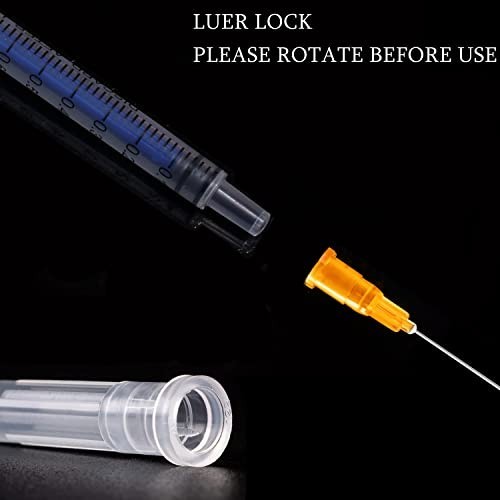 100 Pack 1ml Luer Slip Syringes with Caps, Individually Sealed for Labs & Crafts