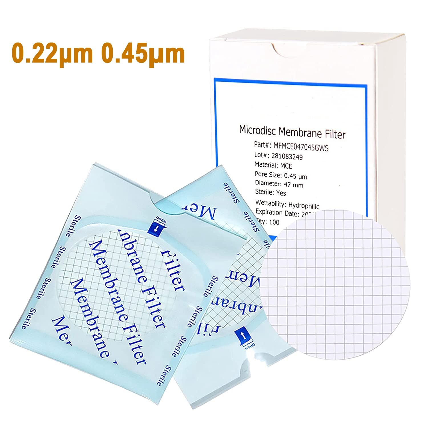 Mixed Cellulose Ester MCE Membrane Filter Grid,Hydrophobic 0.45µm 47mm,6000pcs