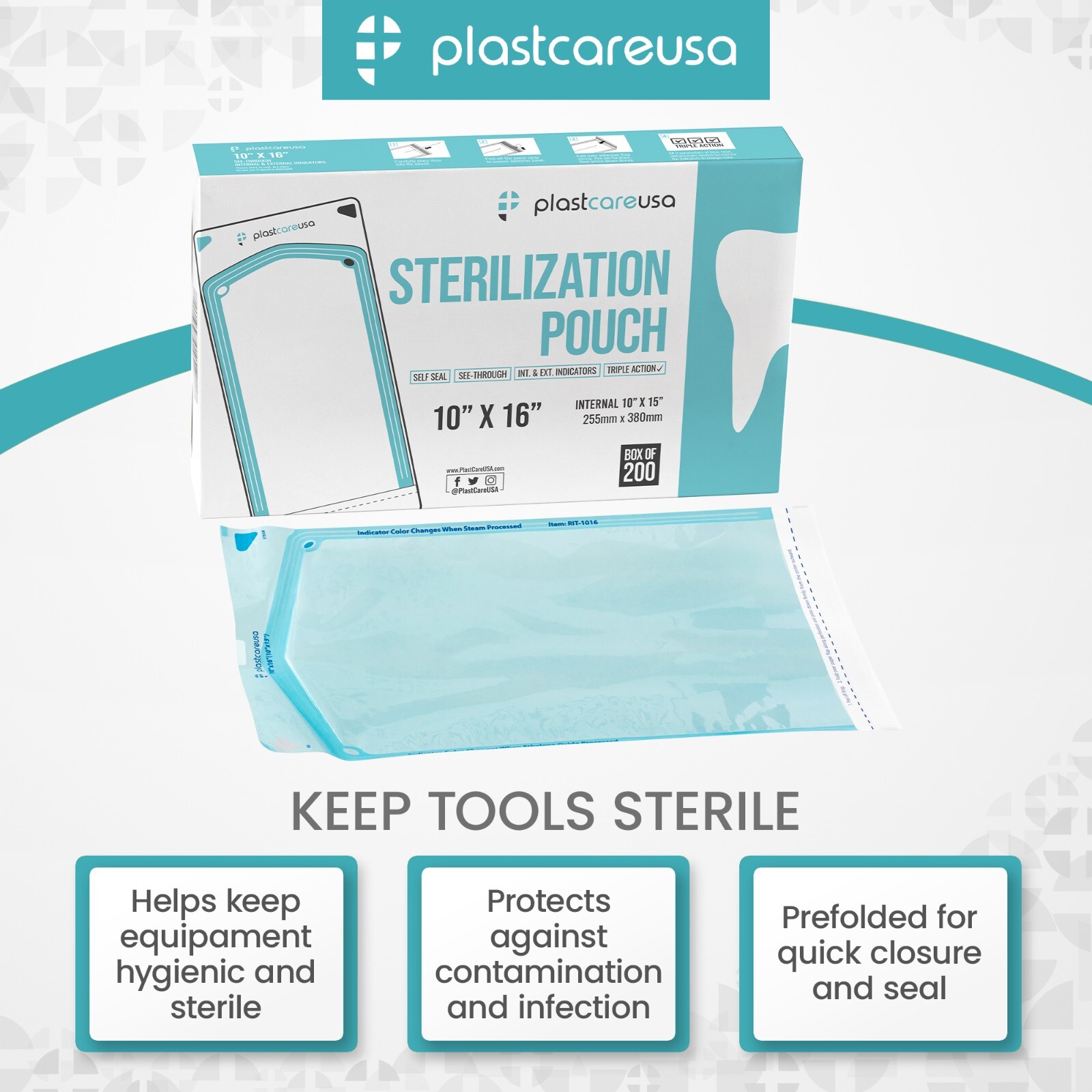 10″ x 16″ Self-Sealing Sterilization Pouches for Autoclave (Choose Quantity)