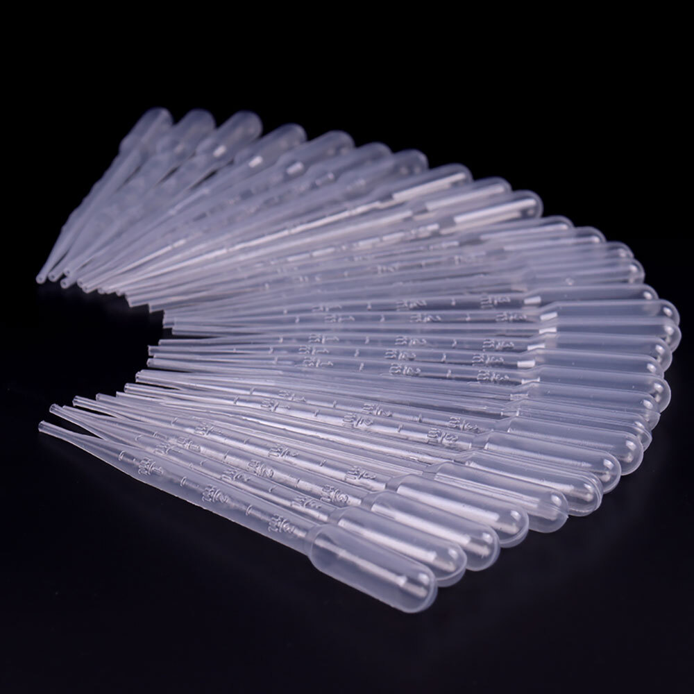 US 200Pcs 3ml Disposable Plastic Eye Dropper Set Transfer Lab Graduated Pipettes