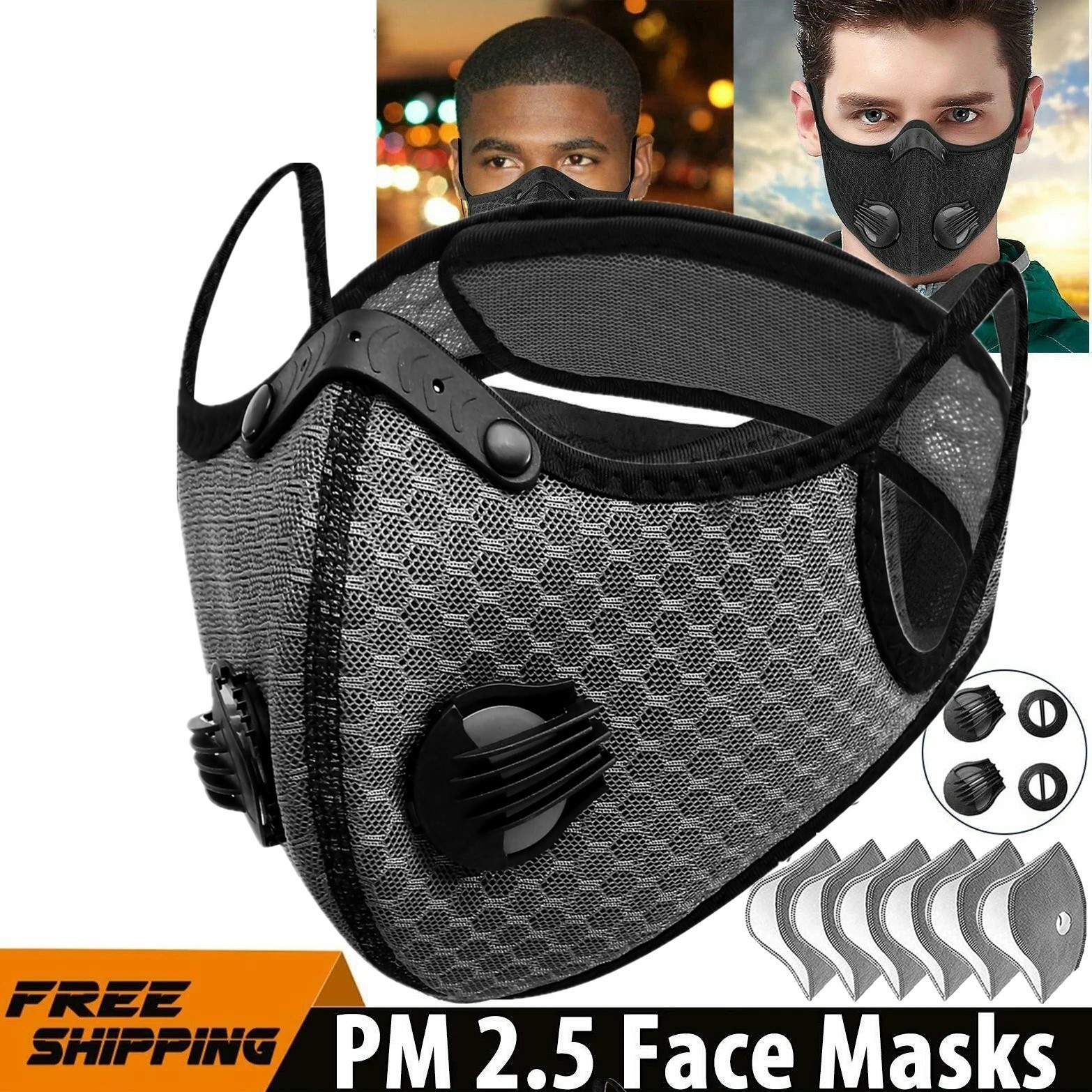 2 Pack Pollution Reusable Facepiece Half Face Shield Respirator Mask W/ Filter