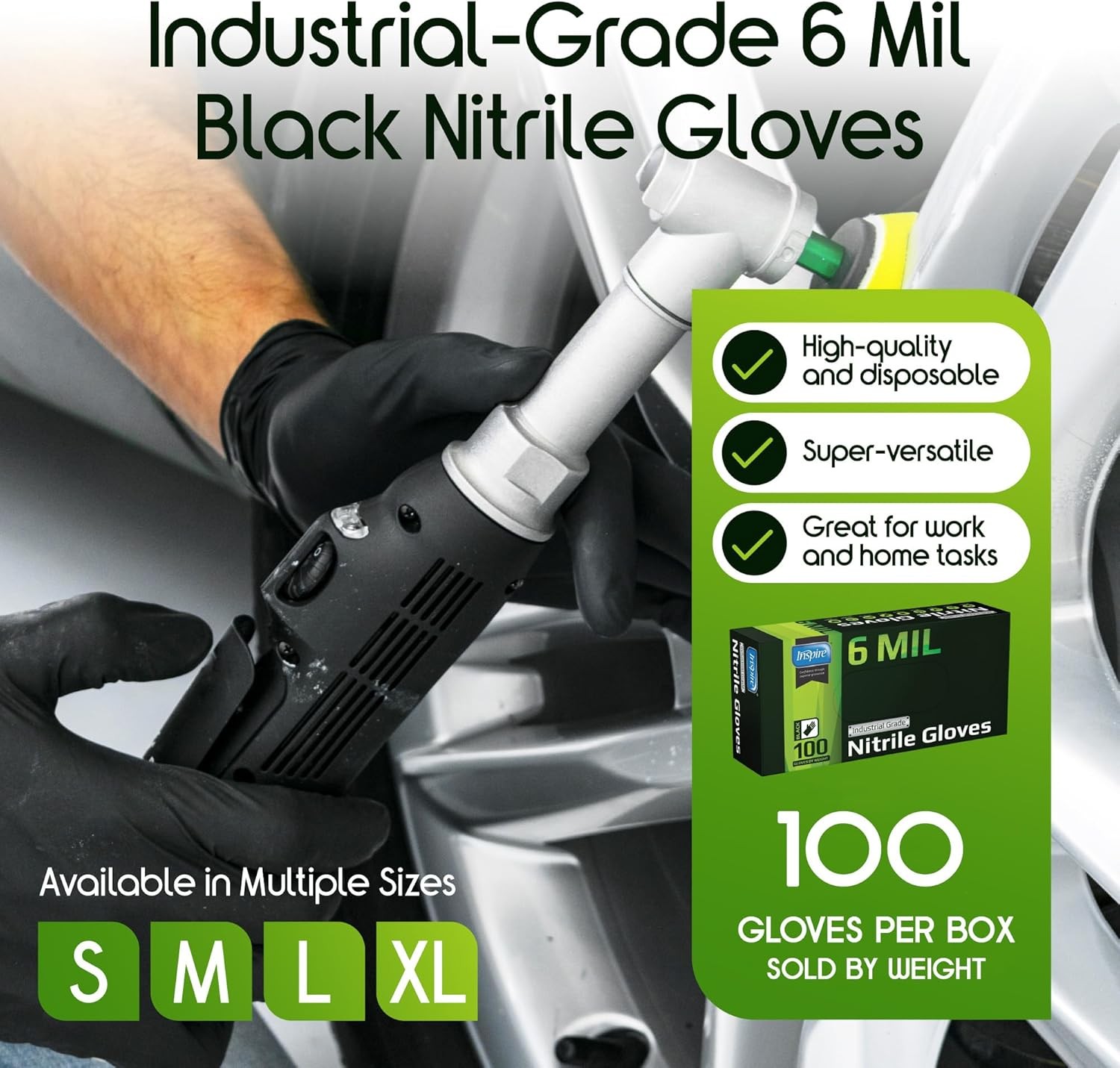 Inspire Black Nitrile Gloves HEAVY DUTY 6 Mil Nitrile Chemical Resistant Medical