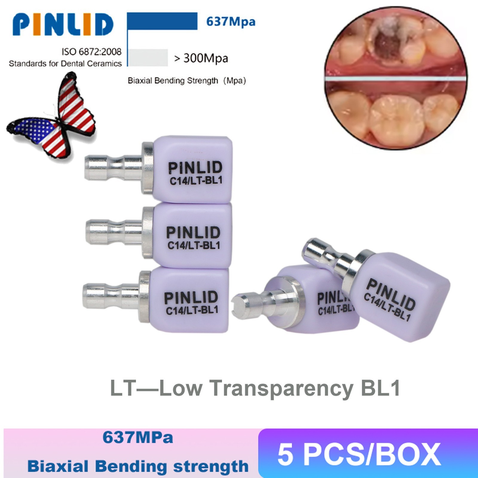 Dental Lithium Disilicate Glass Ceramic Block C14 HT/LT CADCAM Inlay Onlay Crown