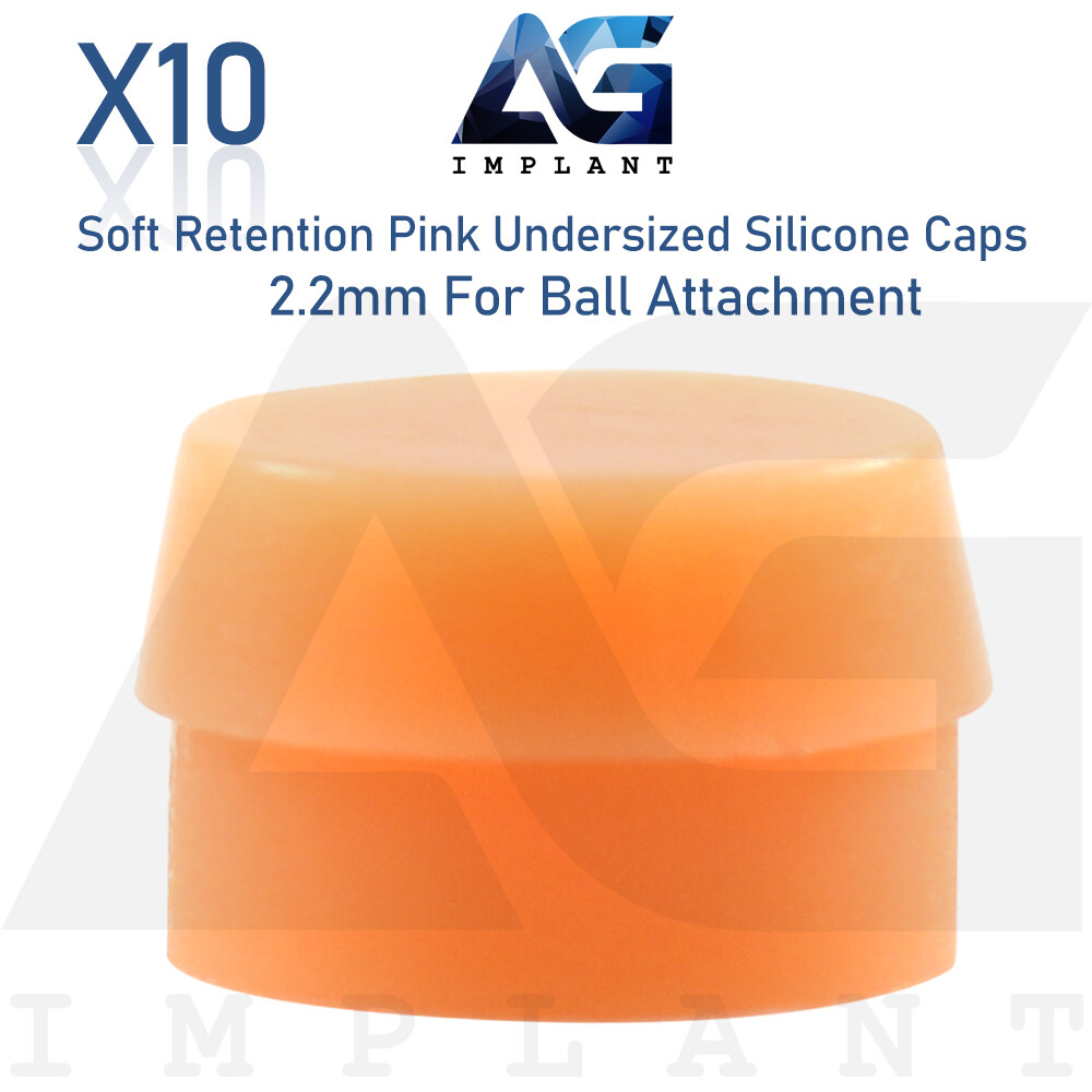 10 Pink Soft Undersized Silicone Caps 2.2mm Ball Attachment Dental Overdenture