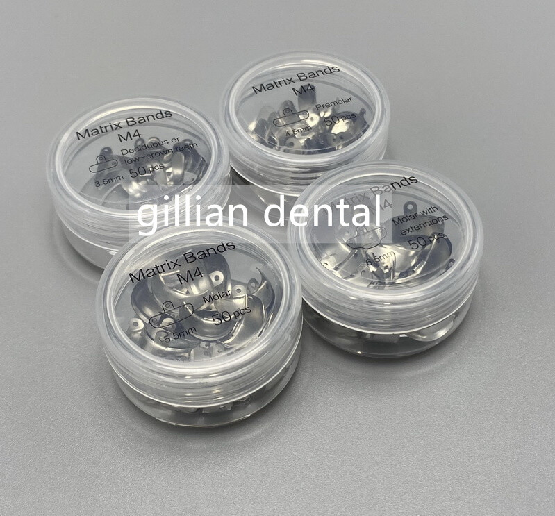 Dental Sectional Matrix Bands M4 3.5-6.5mm Metal Matrices Resin Clamp Clip Ring
