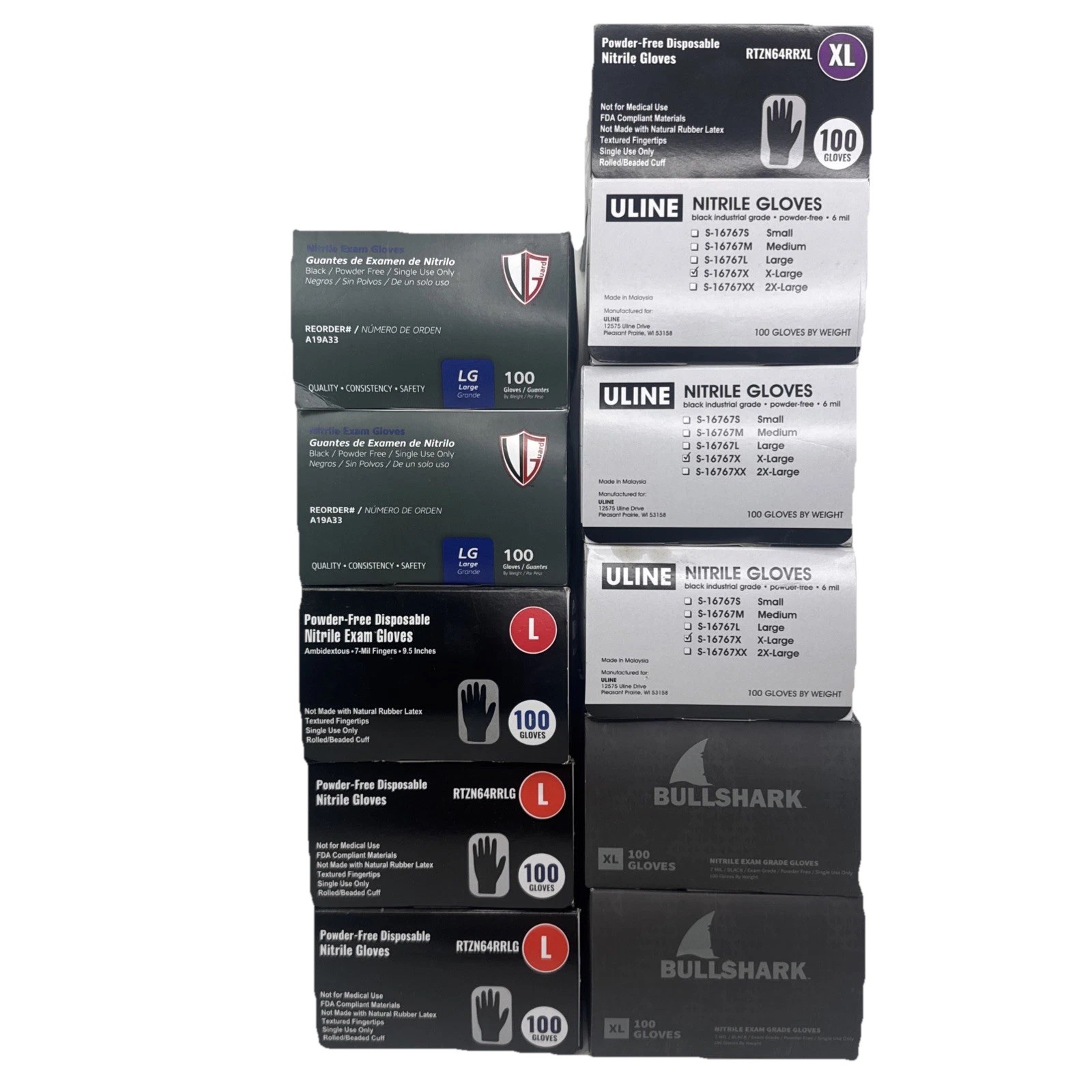 Latex Gloves Black L or XL 100 Ct 6 / 7 Mil Industrial Disposable Nitrile