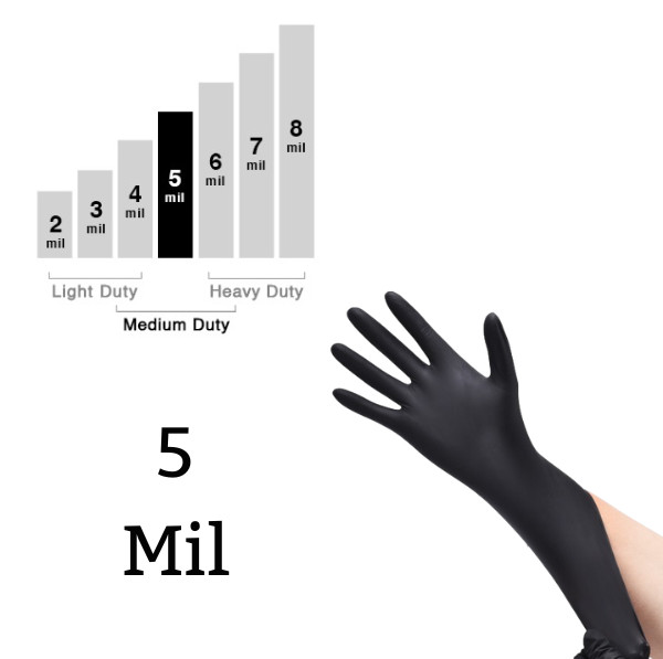 Black Nitrile Disposable Gloves Powder Latex Free | 3, 5, & 6 Mil & Size S – XXL