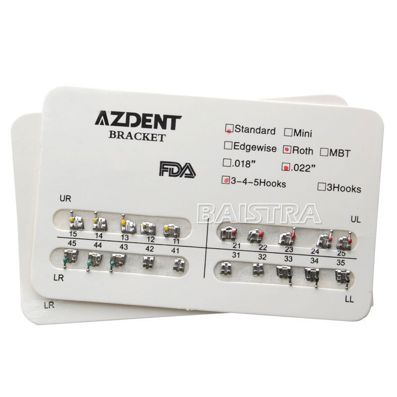 AZDENT 20pc/Kit Dental Orthodontic Bracket Braces Standard Roth .022 Hooks 3-4-5