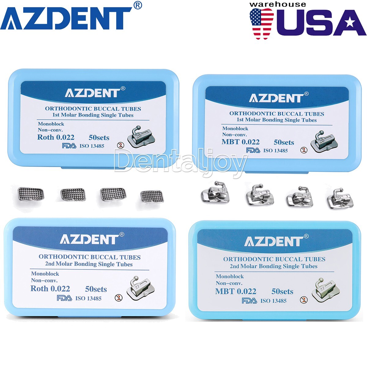 Dental Ortho Buccal Tube 1st 2nd Molar Roth MBT 022/018/ Bands With Buccal Tube