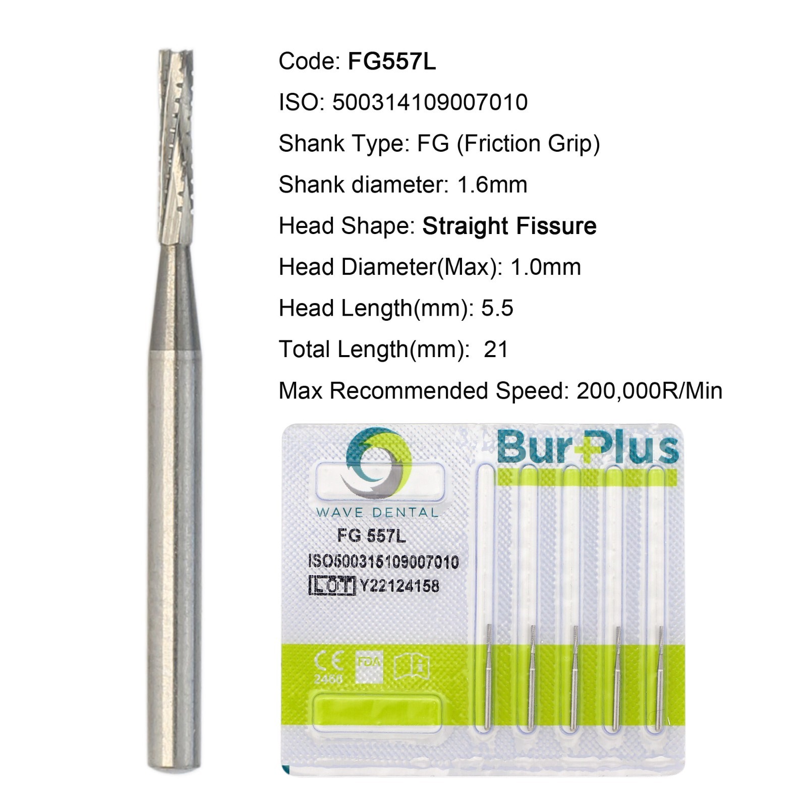 Wave Dental Surgical Burs 25mm Carbide Burs Friction Grip FG 19mm Round Pear 330