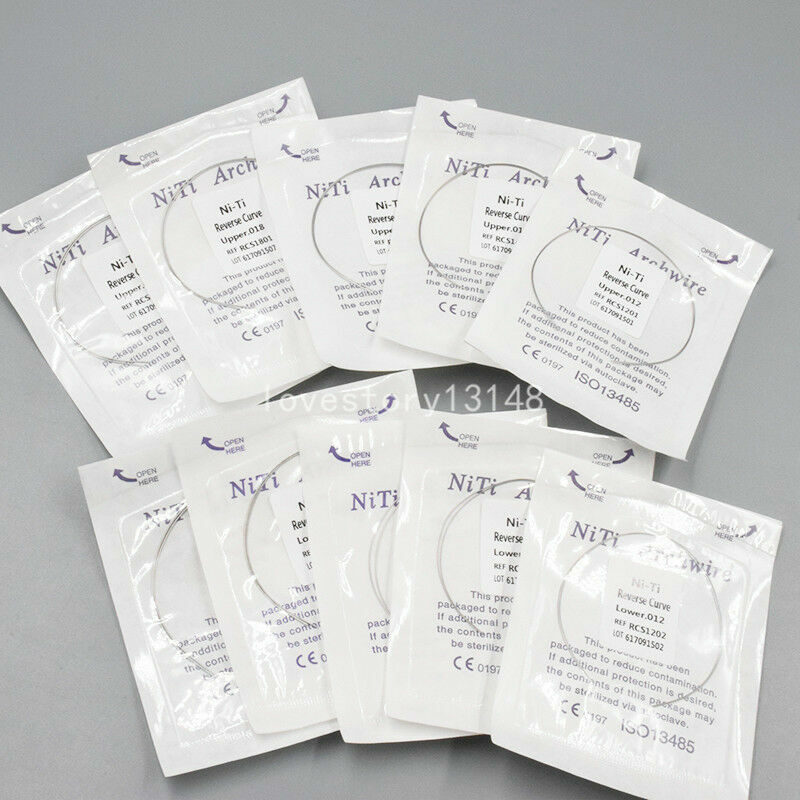 2 Pcs/Pack Dental Ortho Reverse Curve Niti Round Arch Wire Upper/Lower 012-020