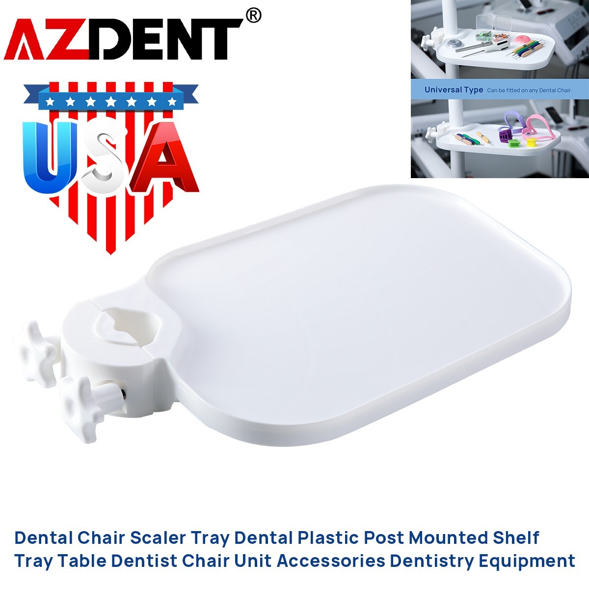 Dental Chair Accessories Unit Medical Pole Post Mount Utility Shelf Tray Table