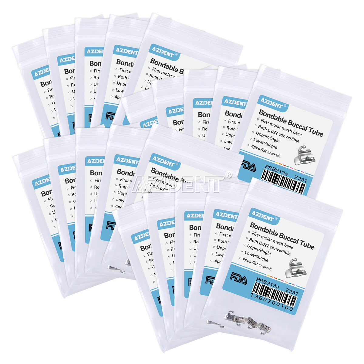 10Pack Dental Ortho Single Buccal Tube 1st/2nd Molar Bondable Roth/MBT 022 018