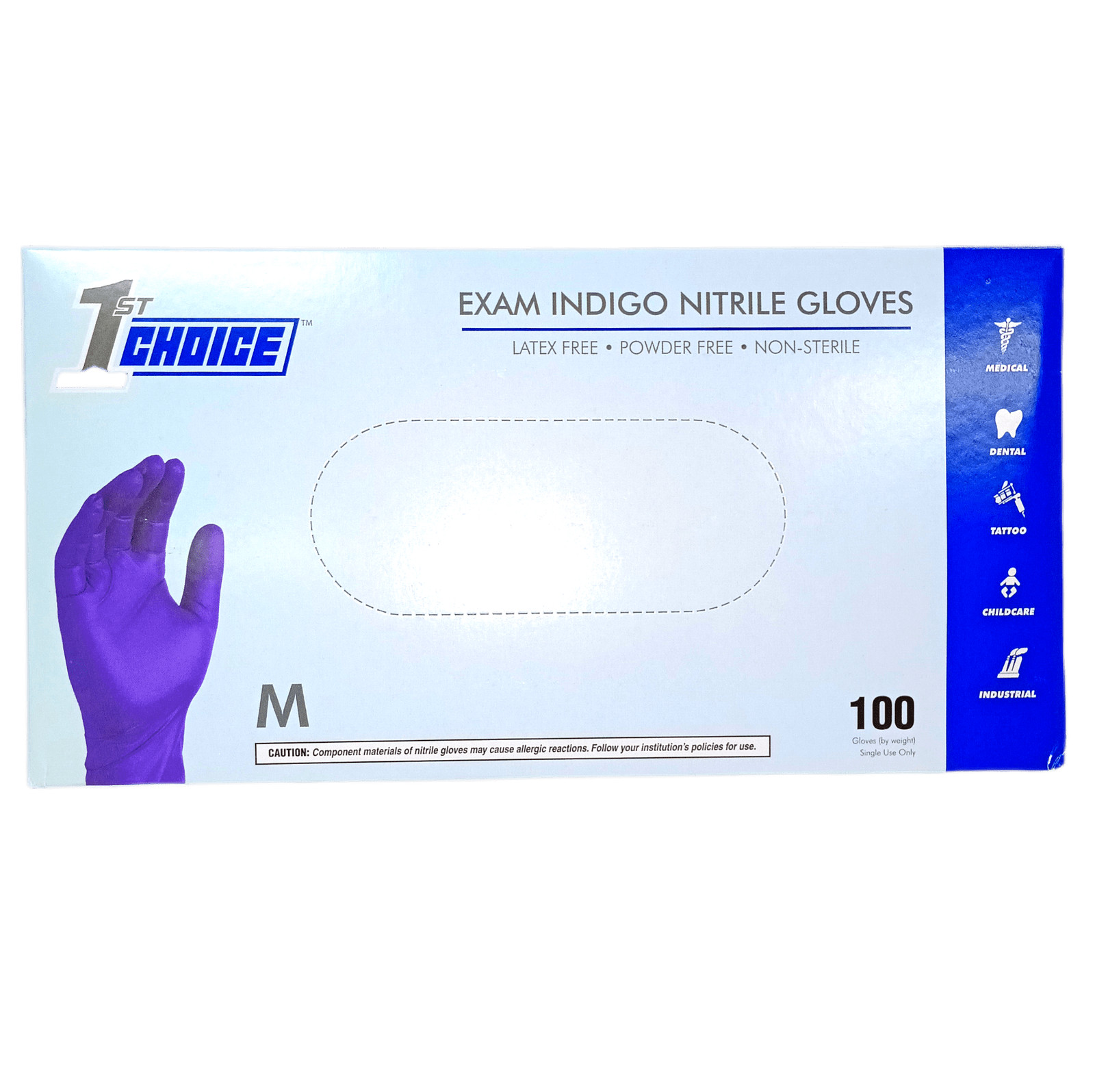 1st Choice Medium Size Indigo Nitrile Gloves (Medical Gloves)