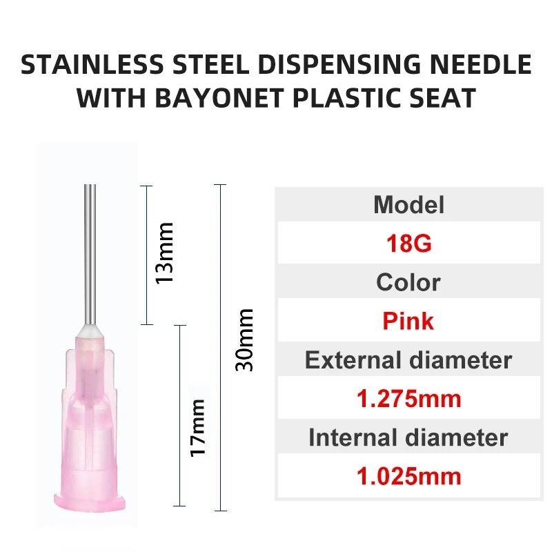 Dispensing Glue Needles Liquid Solder Paste Adhesive Tips 18G 13mm 100PCS